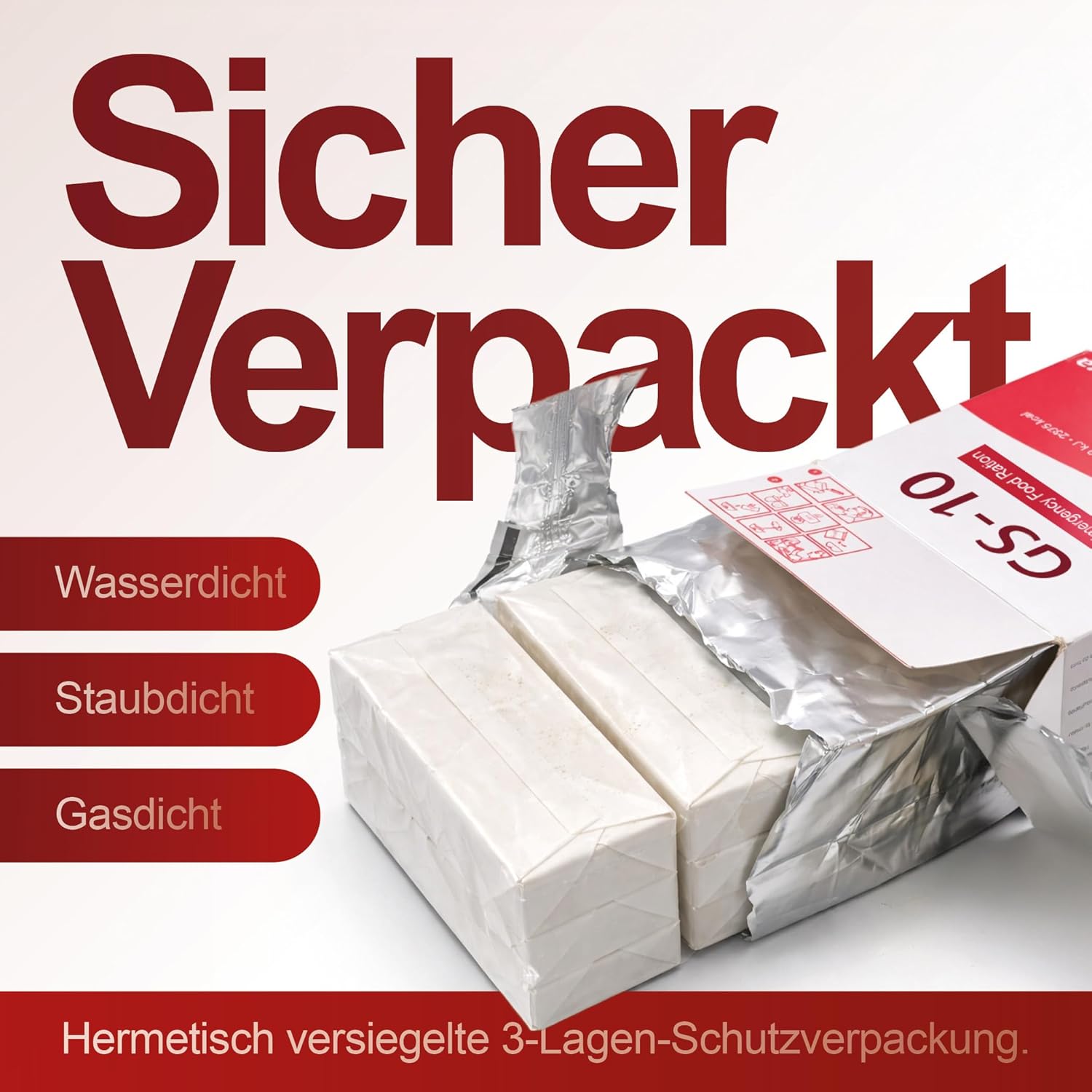 GS-10 Notnahrung - 500 g Einheit Notnahrung - Notration | Produkt hermetisch versiegelt | Extrem langlebige Energieriegel | Langzeitnahrung | Überlebensset – Bild 6