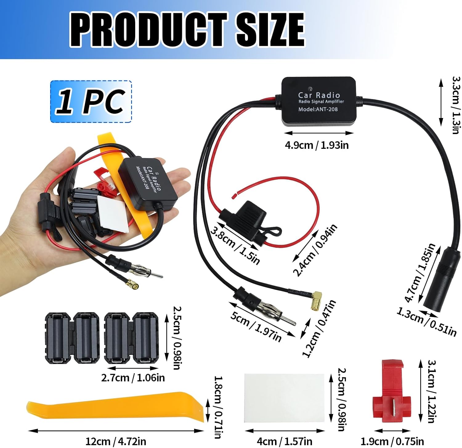 Autoradio Antennenverstärker 12V DAB Splitter Antennenverstärker Autoantennen für DAB/FM/AM Radio Universal Retrofit Stecker Signaladapter für Audio Stereo Digital Autoradio Autos Boote LKWs – Bild 2