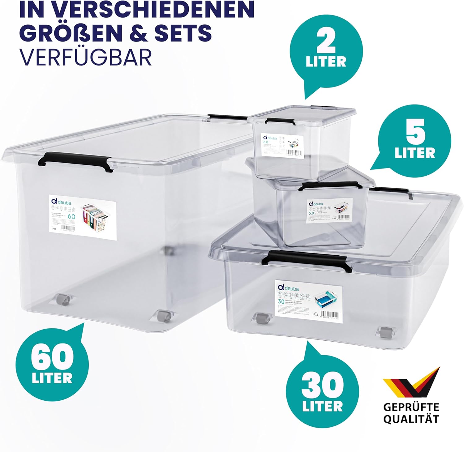 Deuba 6 x Aufbewahrungsbox mit Deckel, 5 L Box, Kunststoffboxen, lebensmittelecht, BPA-frei, klein, Klickverschluss, transparent, stapelbar, Küche, Schlafzimmer – Bild 8