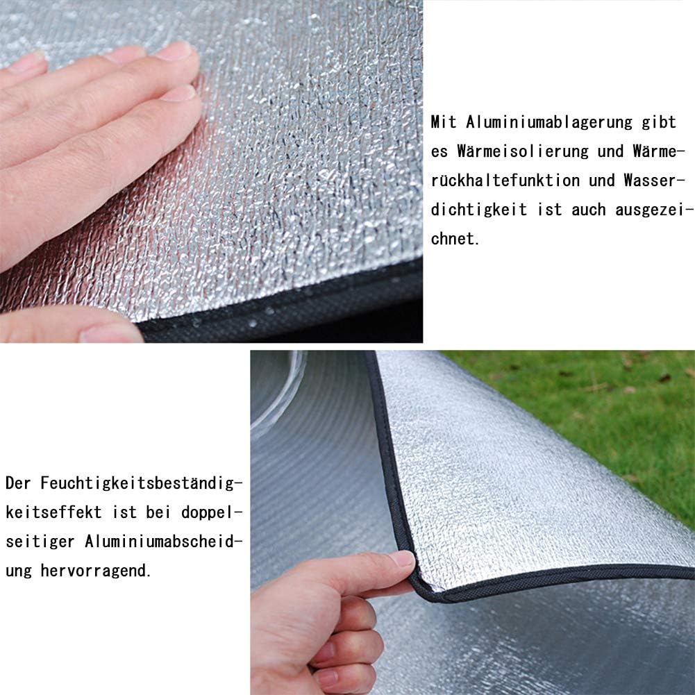 Aluminium-Isomatte, Schaumstoffmatten, 200 x 200 cm, isolierte Matte, faltbare Zeltmatte, Bodenmatte, Thermomatte, Isomatte für Camping, Aluminiumfolie, ultraleicht, silberfarben – Bild 6