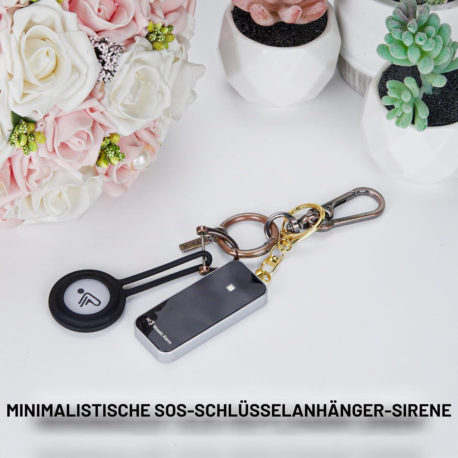Regenfester Persönlicher Alarm Schlüsselanhänger, 130 dB SOS Sirene mit Blitzlicht, Ultraleicht & Stilvoll, Sicherheitsalarm für Kinder, Schüler, Wandern. Austauschbare Batterie, Schwarz – Bild 7