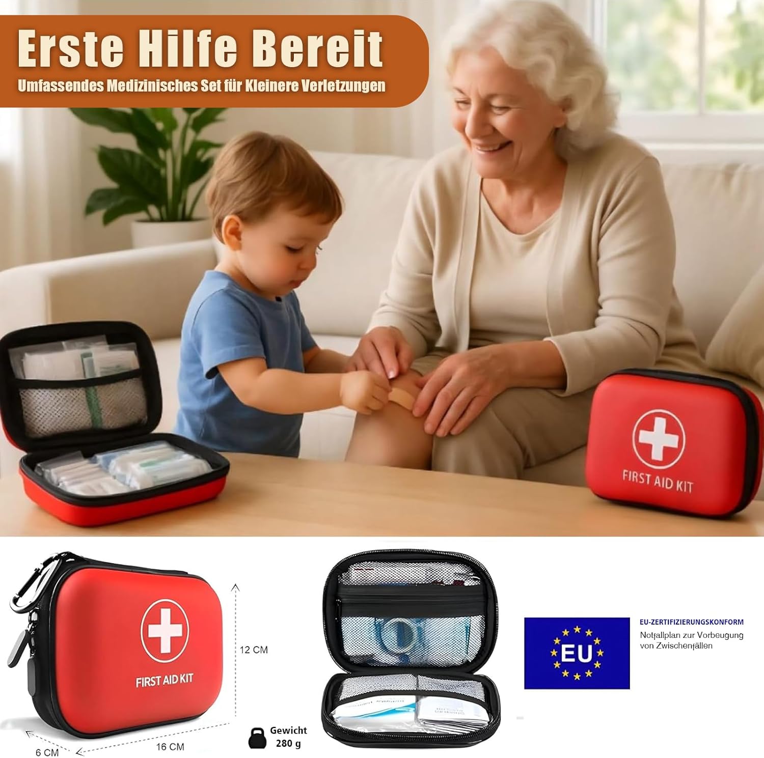 Gemmac Überlebensset mit Erste-Hilfe-Set, 140-in-1 militärische Outdoor-Ausrüstung mit Notfallradio, Erste-Hilfe-Set und Notfalltasche für Geschenke, Überlebenspaket für Auto/Camping/Rucksackreisen/Wandern/Jagd – Bild 5
