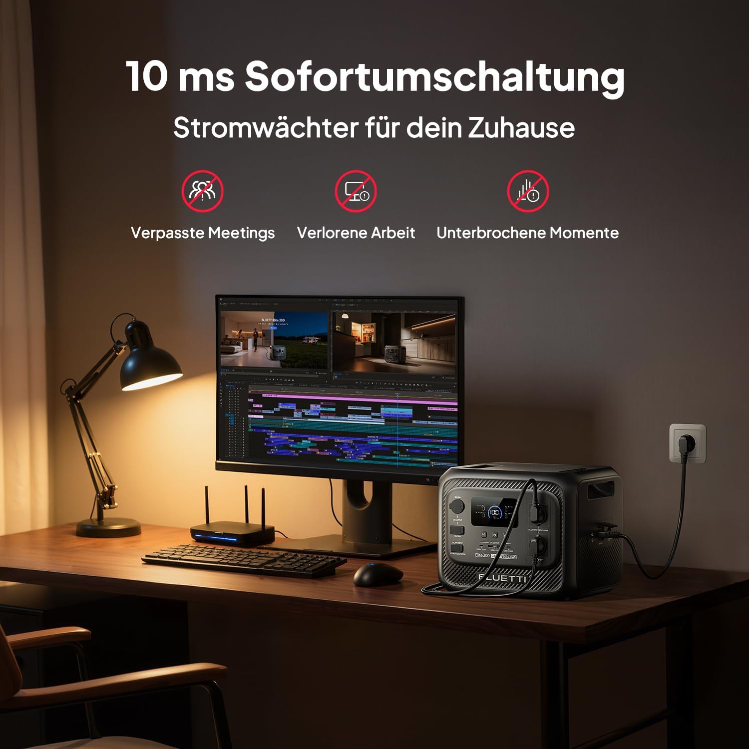 Tragbares Kraftwerk BLUETTI Elite 300 (2026 neu), 3014,4 Wh LiFePO4-Batterie-Backup mit 2400 W AC-Ausgängen (4800 W Überspannung), kompakter 3-kWh-Solargenerator für Zuhause, Camping und Wohnmobil – Bild 5