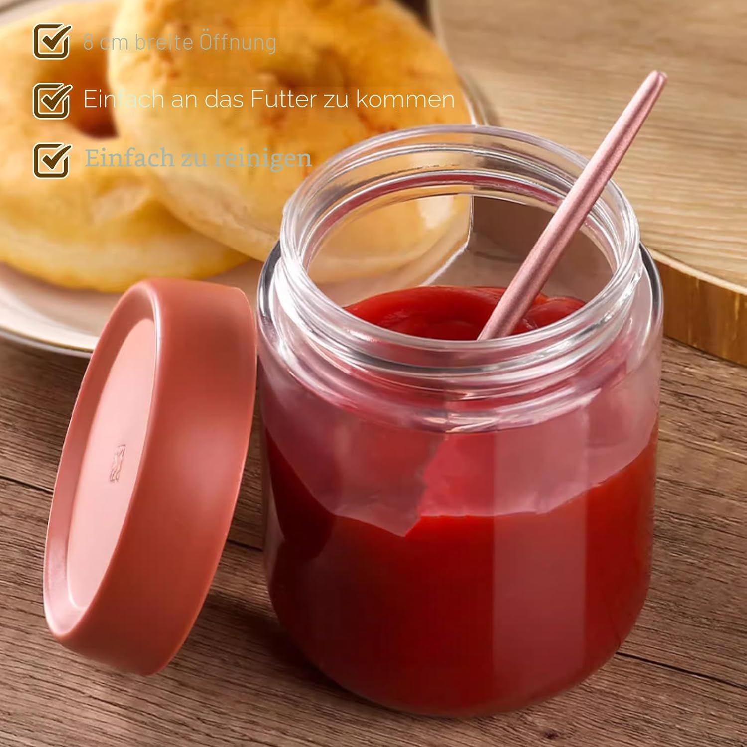 4er-Pack 10-Unzen-Overnight-Oats-Gläser, Einmachgläser mit Schraubdeckel für Overnight-Oats, Salat, Joghurt, Pudding, Chutney, Dessertgläser, wiederverwendbare Glasbehälter mit Deckel als Einmachglas – Bild 5