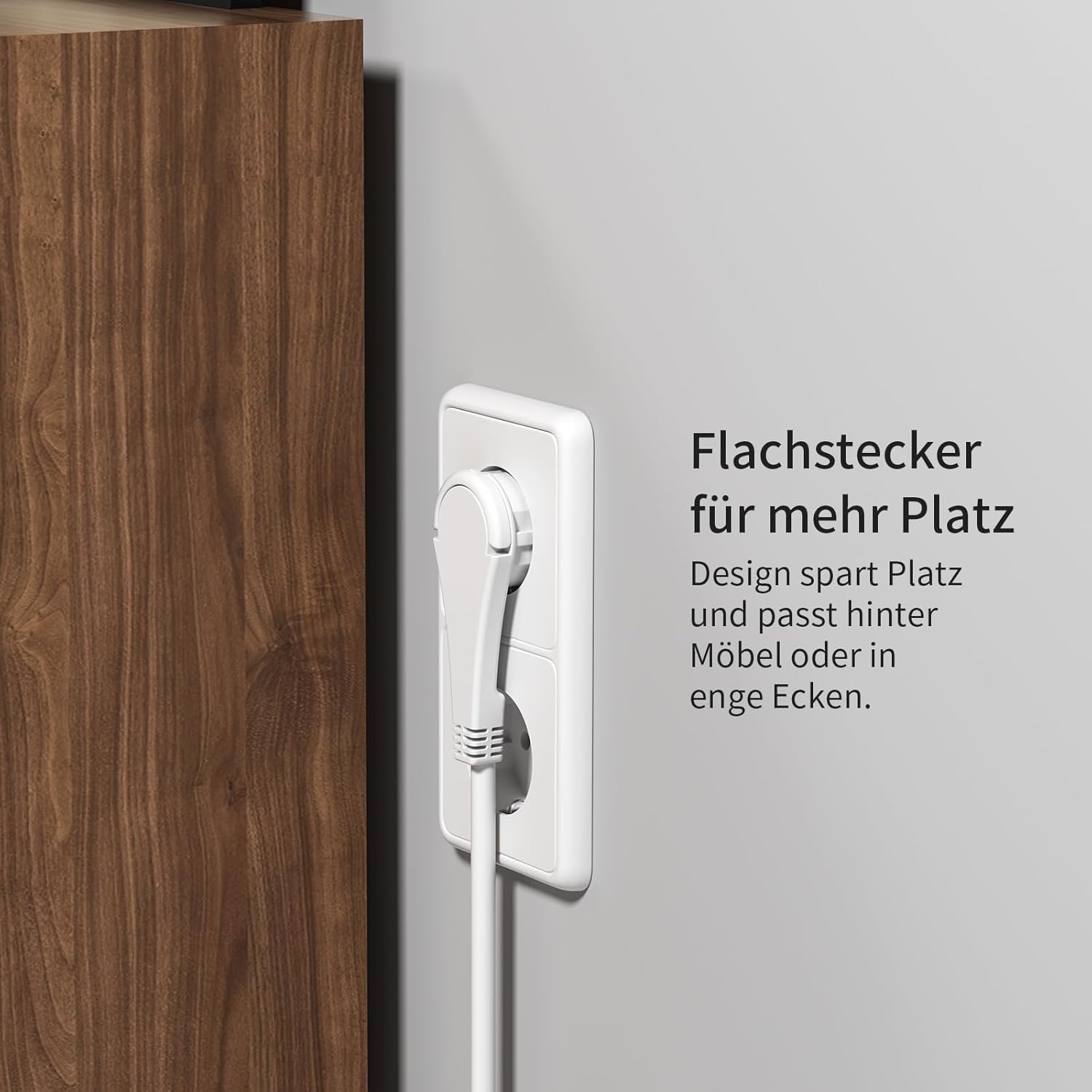 3-fach Steckdosenleiste, Mehrfachsteckdose mit Schalter 3m, Flachsteckdose mit Kindersicherung, 3-fach Steckdosenleiste für Haushaltsgeräte, Computer, Handy laden, Büro, Schlafzimmer, Familie – Bild 4