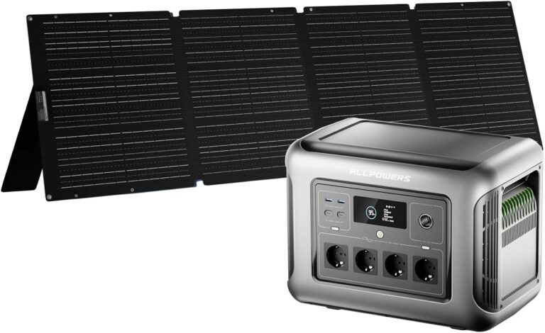 ALLPOWERS R1500 Lite Kraftwerk mit Solarpanel 200 W, 1056 Wh LiFePO4-Akku, volle Ladung in 1 Stunde, 1600 W (3200 W Peak) Solargenerator, 15 ms USV für Notstromversorgung, Stromausfälle, Camping