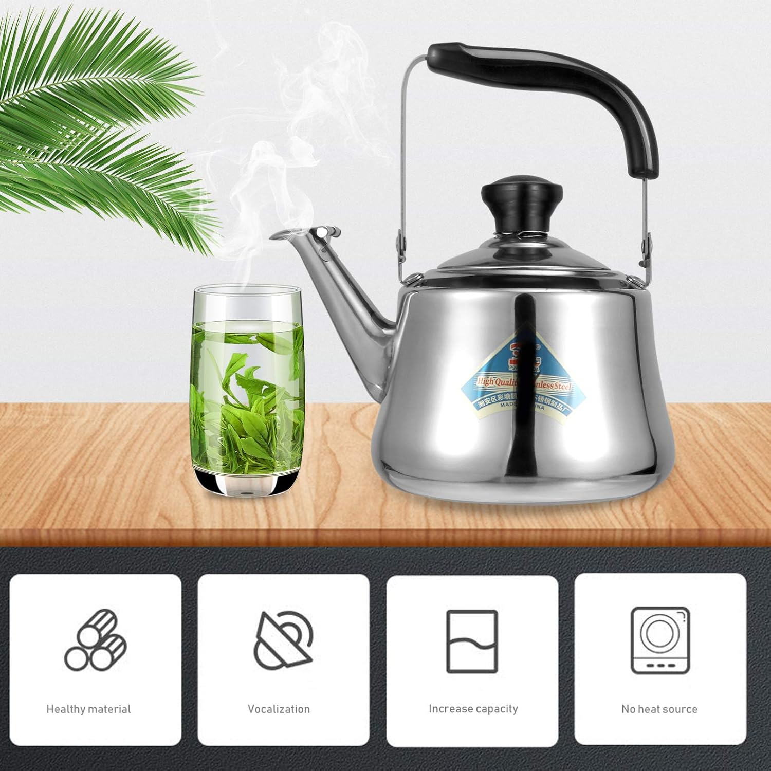 Cabilock Teekessel aus Edelstahl, 1 Liter, Wasserkocher mit Pfeife für Induktion und Gasherd, kompakter Pfeifkessel für die Zubereitung von Tee, Kaffee und – Bild 8