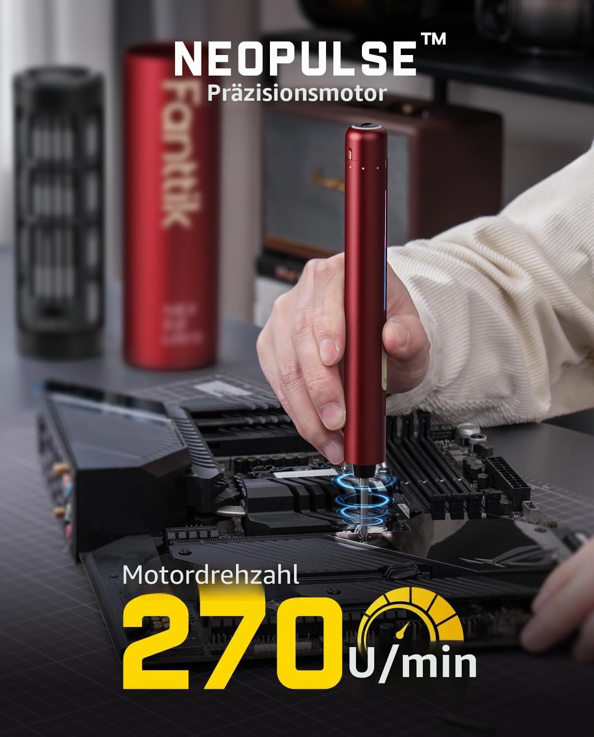 Fanttik E2 Ultra 3,7 V Mini-Elektro-Schraubendreher-Set, 50-in-1 magnetischer Präzisions-Schraubendreher-Satz, max. 0,6 Nm, 5/32 Zoll Sechskant, für die Reparatur von iPhones, Laptops, Brillen, Uhren (rot) – Bild 3