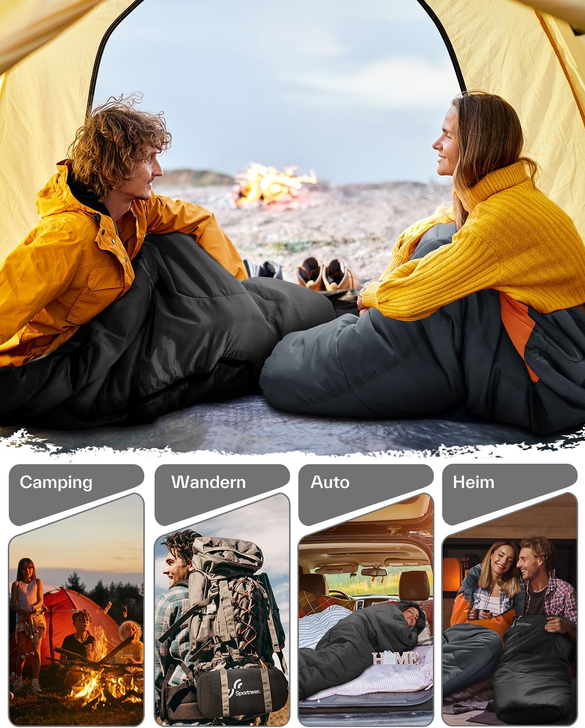 Sportneer Schlafsack – Kleines Packmaß & Ultraleicht (950 g/1500 g) – Mumienschlafsack Outdoor Sommerschlafsack / 3 Jahreszeiten Schlafsack Camping für Herren Erwachsene – Bild 6