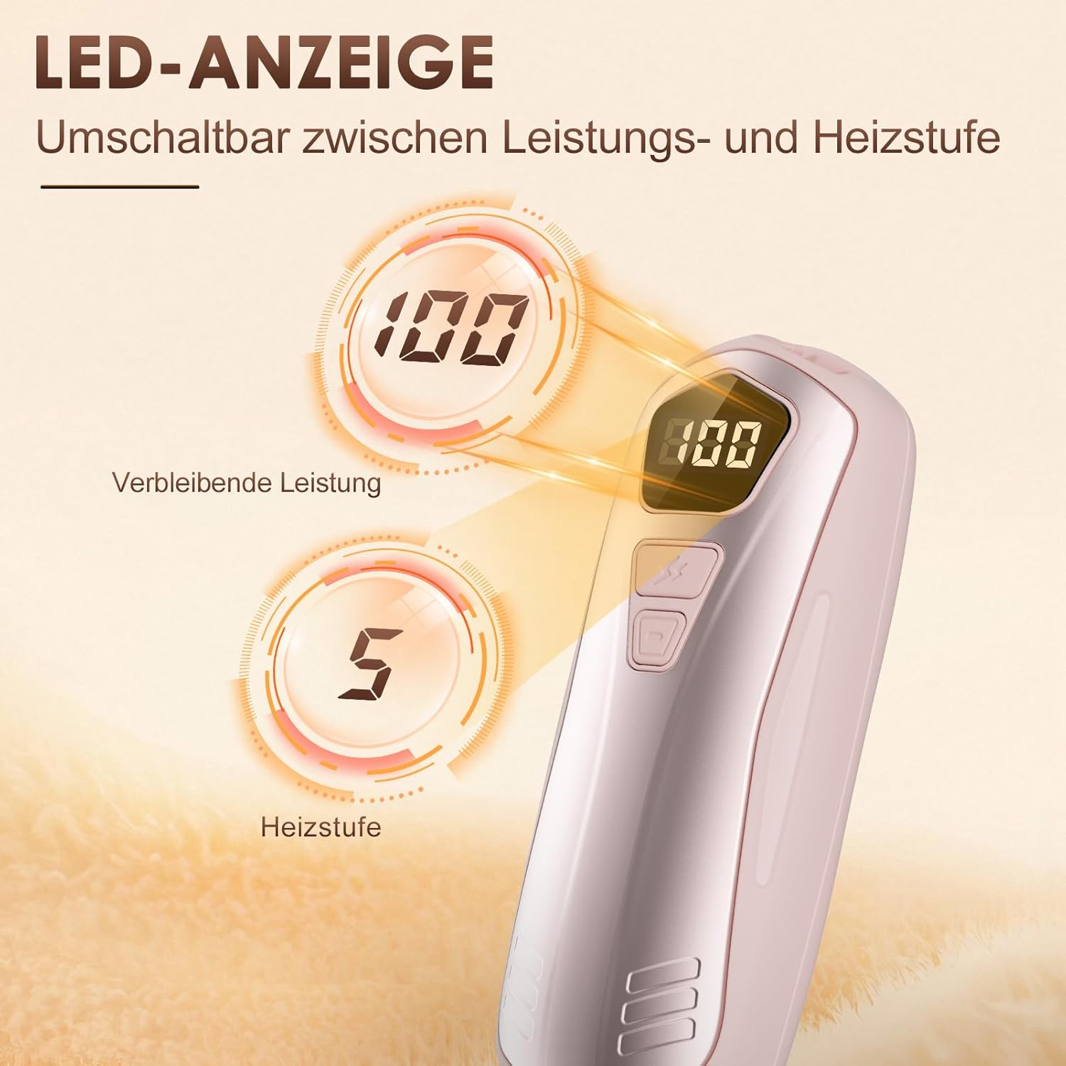 Elektrische Handwärmer, 2er-Set, Taschenwärmer, wiederverwendbar, mit 6000 mAh, 5 Heizmodi, tragbare USB-Handwärmer, wiederaufladbar, Handwärmer, Outdoor-Camping-Heizungsgeschenk für Damen und Herren – Bild 5