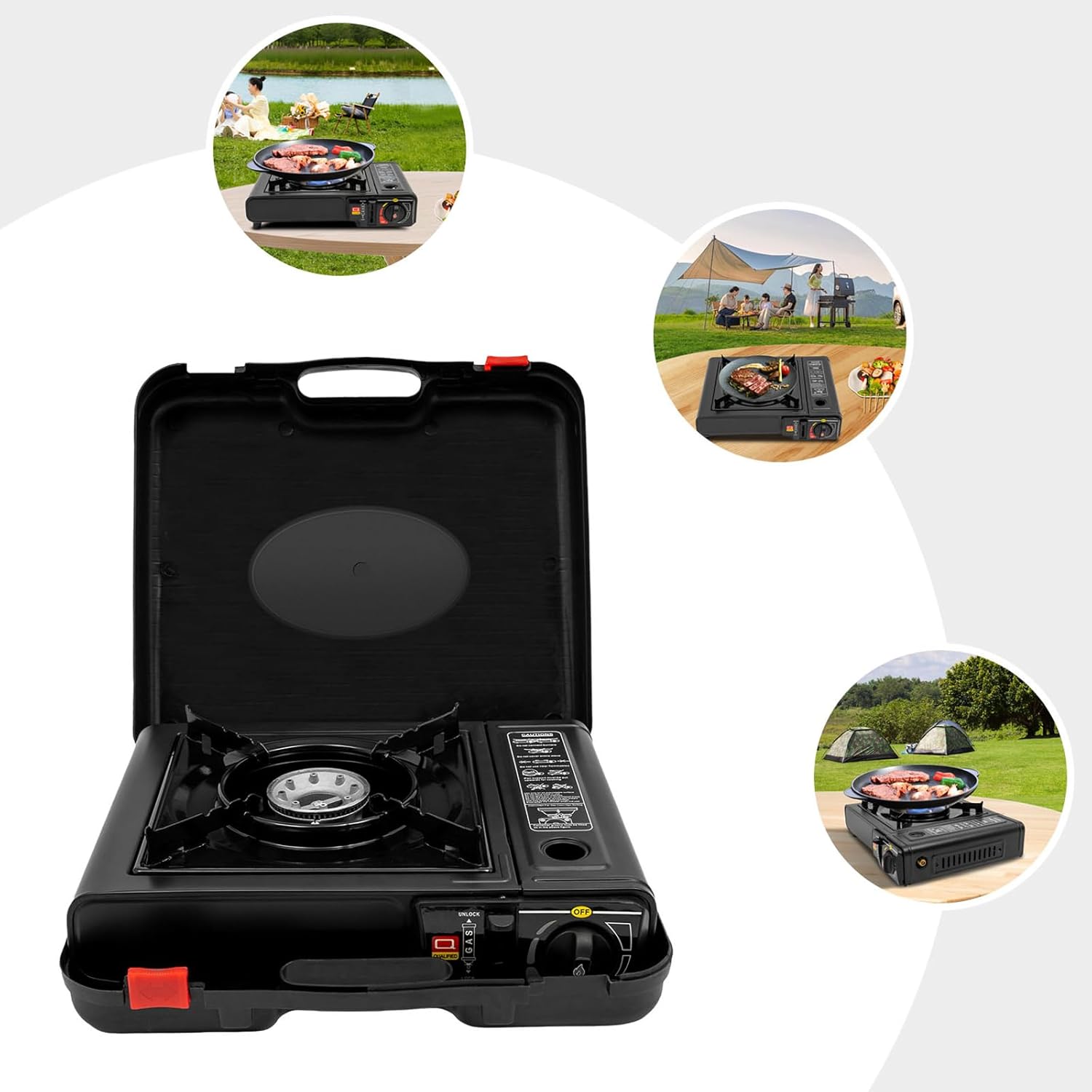 Tragbarer Gasgrill, BBQ-Grill, Grill im Freien, Campingkocher, Camping-Gasgrill, kleines Grillnetz, Tischgrill, Campinggrill, Picknick-Grill, für Camping, Reisen und Kochen im Freien – Bild 8