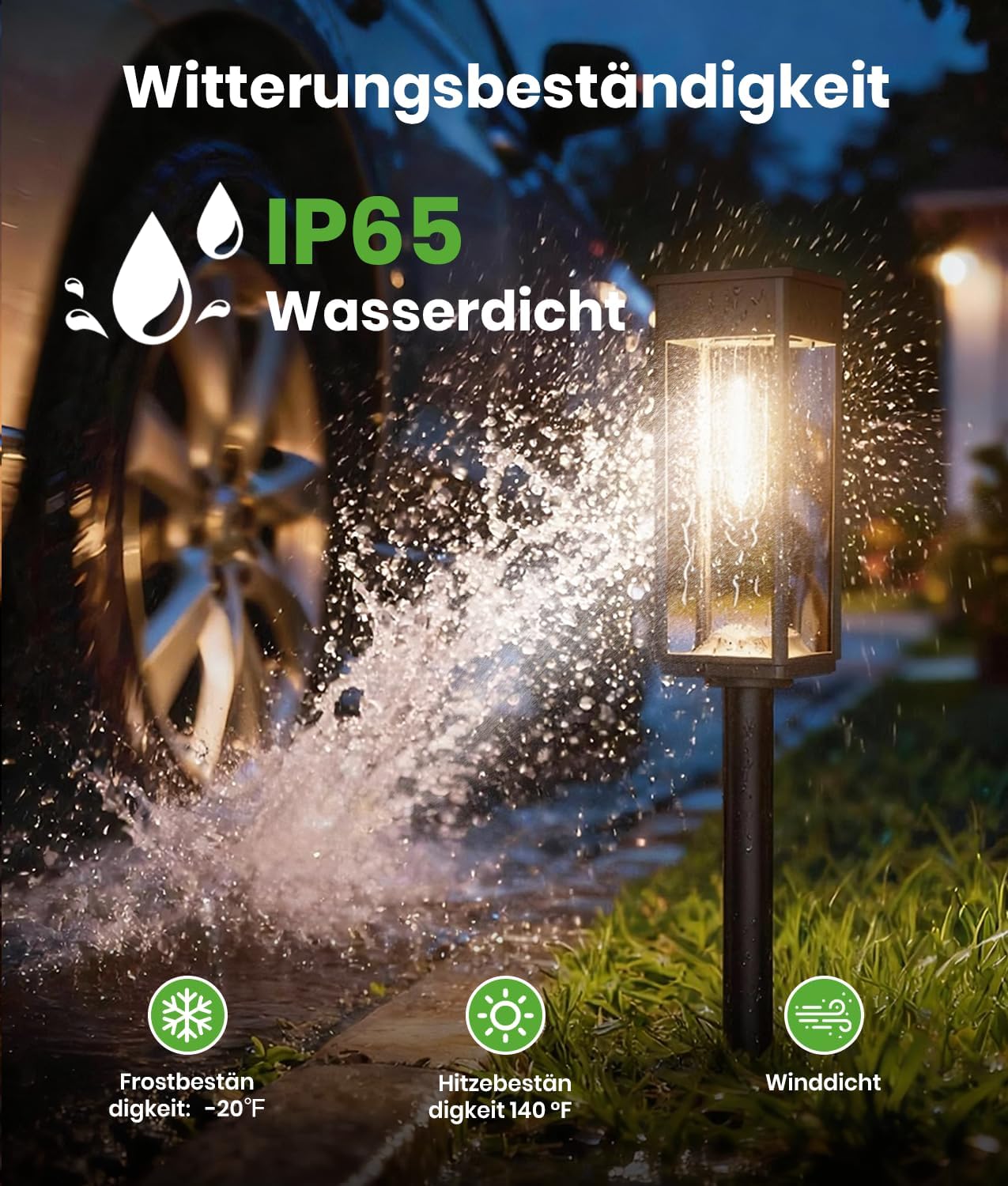 Solarleuchten für den Außenbereich, Garten-Solarleuchten für den Außenbereich, 4 Stück mit längerer Arbeitszeit, IP65 wasserdichte Solar-Gartenlampe, extrem helle Außen-Solarleuchten für Terrasse, warmweiß – Bild 7