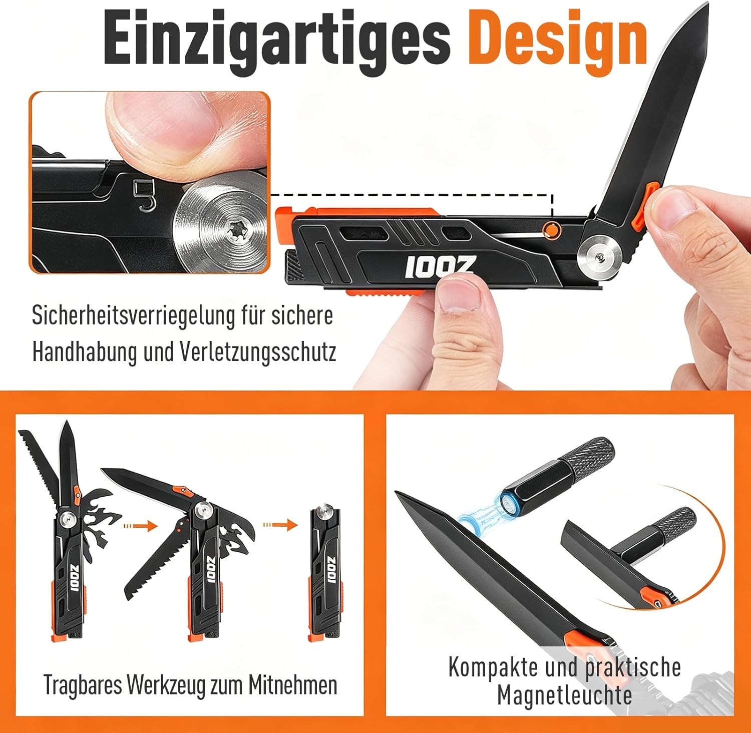 ZOOI Geschenke für Männer, 12-in-1 Multitool-Taschenmesser, Gadgets für Männer, Geschenke für Papa, Weihnachtsgeschenke für Männer, Geburtstagsgeschenk für ihn, Camping-Zubehör, Klappmesser – Bild 7