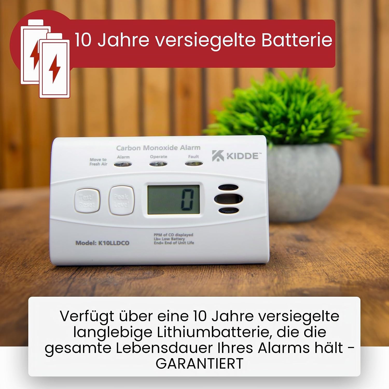 Kidde 10LLDCO Kohlenmonoxidmelder mit digitaler Anzeige und versiegelter Batterie – Bild 5