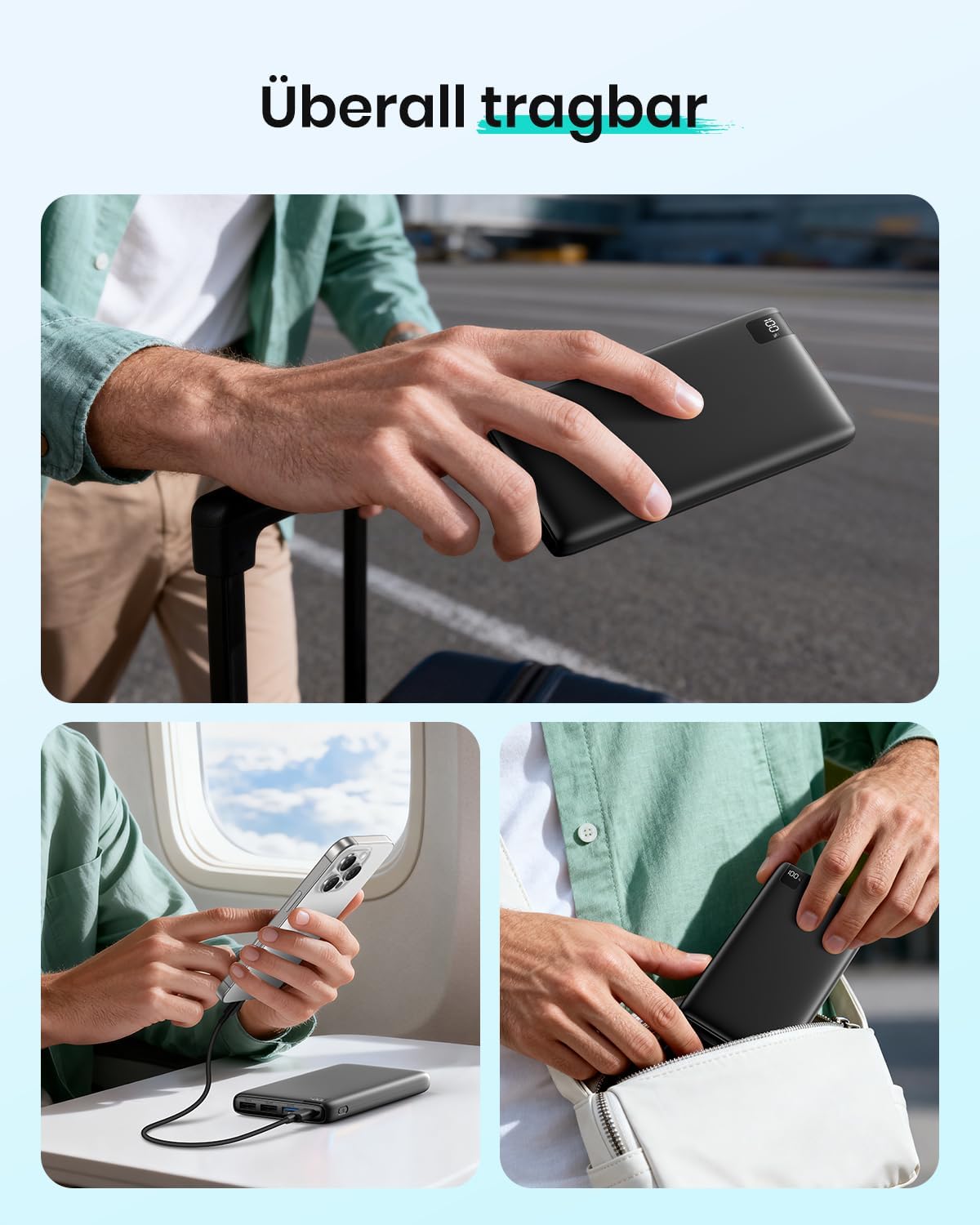 A ADDTOP Powerbank 20000 mAh – 22,5 W Schnellladefunktion Powerbank mit 4 Ausgängen, externe Handy-Akkus PD3.0 QC4.0 USB C-On/Off, kleines tragbares Ladegerät für iPhone, Galaxy, Tablet – Bild 6