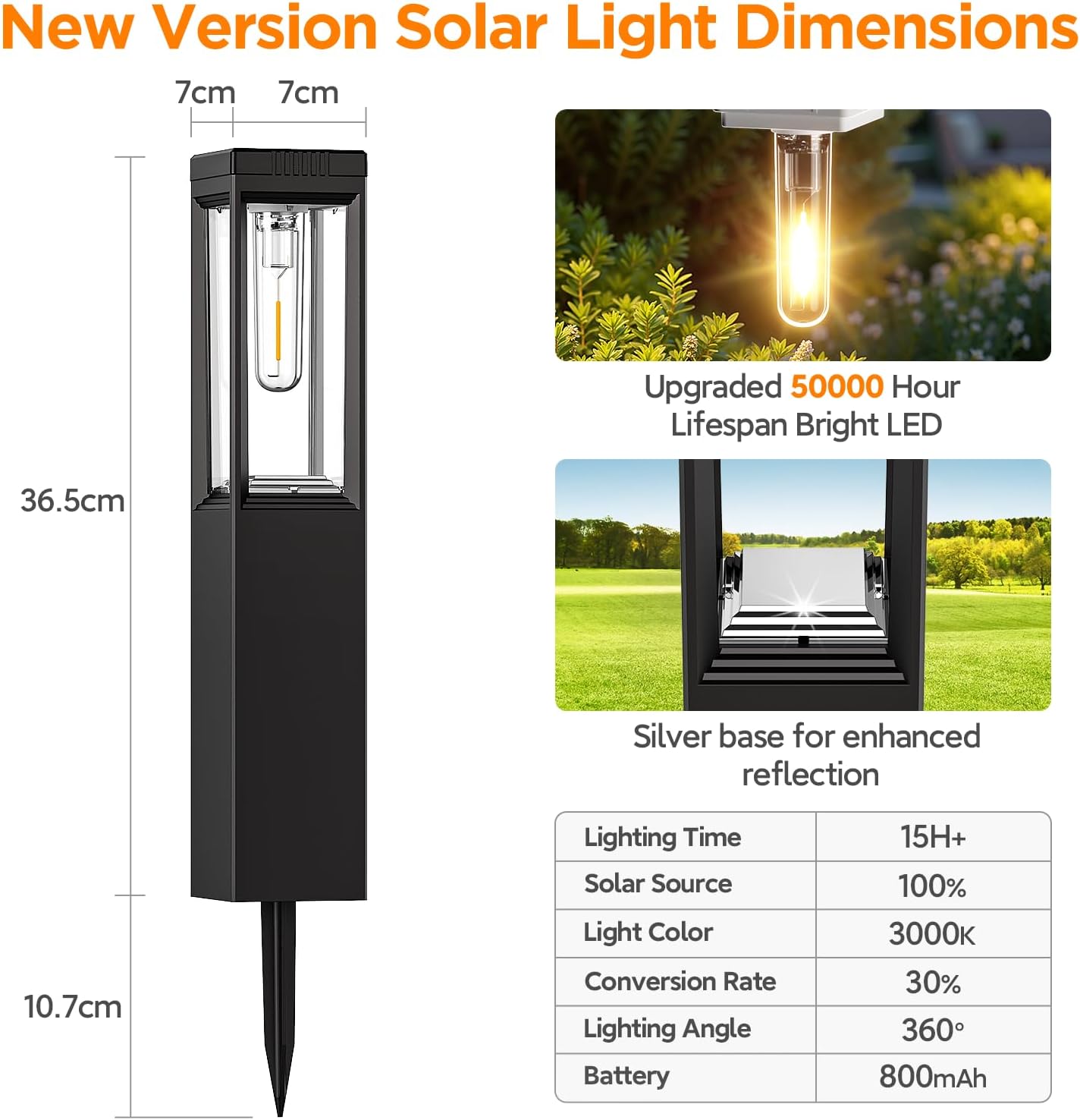 Solarleuchten für den Garten im Freien, 4 Stück, quadratische Solarleuchten für den Außenbereich mit hellem Warmweiß, IP65 wasserdichte Solar-Gartenleuchten, Wegeleuchte für Rasen, Terrasse, Weg, Außenbereich, Auffahrt – Bild 7