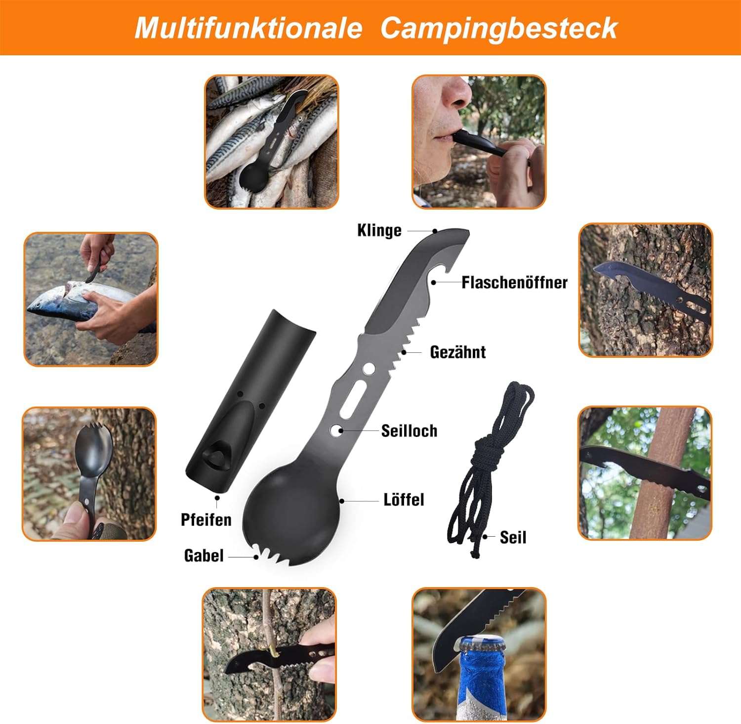 Survival-Kit, professionelle Notfallausrüstung, Überlebensausrüstung für Outdoor-Camping, Abenteuer, Wandern, Jagen, Angeln, Männer, Väter – Bild 7