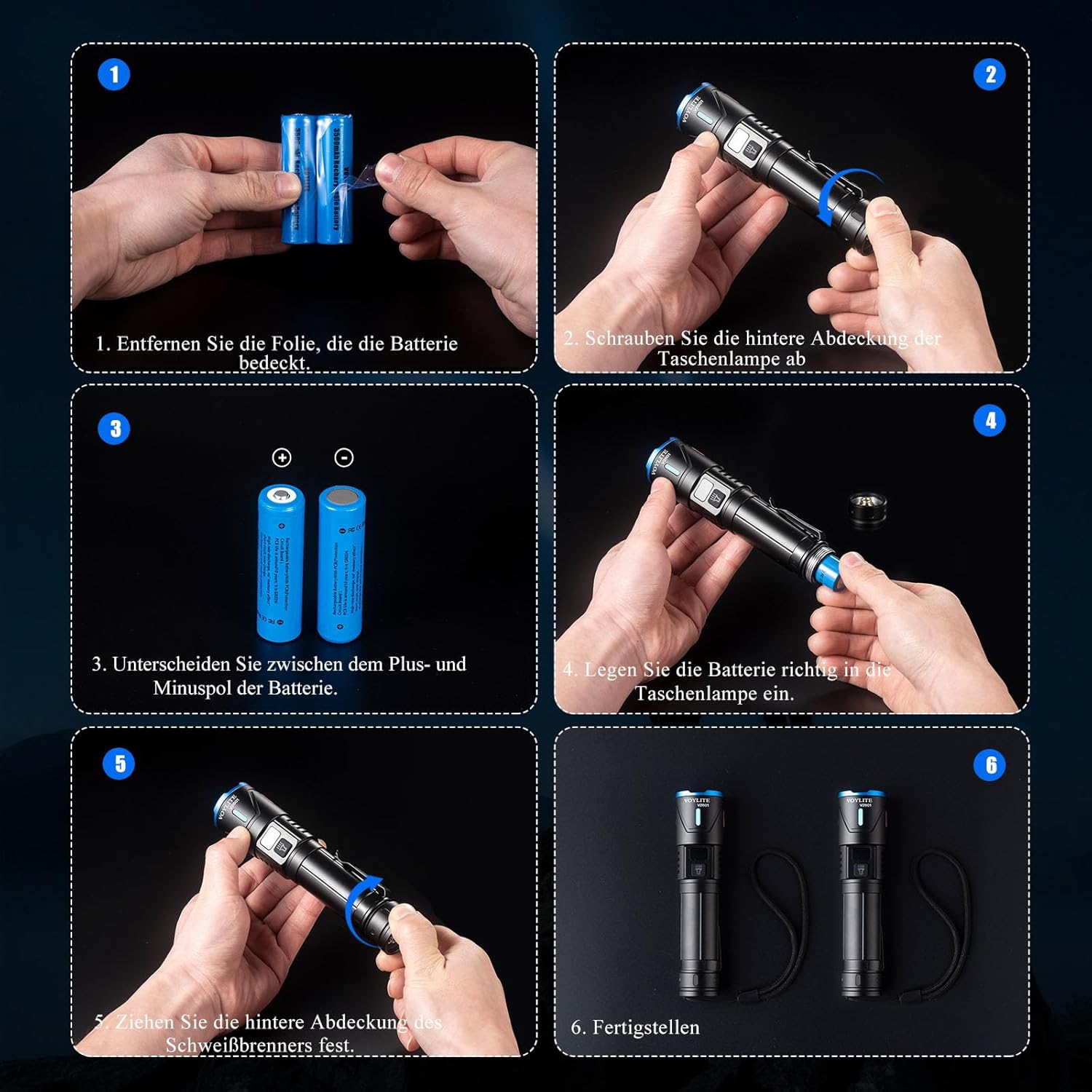 Taschenlampe LED wiederaufladbar, 2er-Pack, 1000.000 Lumen, extrem hell, bis zu 1500 m Reichweite, 3 Lichtmodi & zoombar, IPX7 wasserdicht, taktische LED-Taschenlampe für Camping/Outdoor/Wandern – Bild 9
