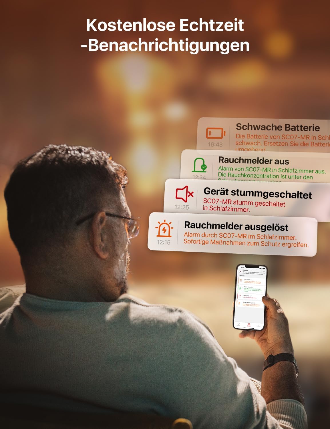 X-Sense Rauch- und Kohlenmonoxidmelder, Detektor für vernetztes Kohlenmonoxid, Basisstation erforderlich, SC07-MR, 1 Stück – Bild 2