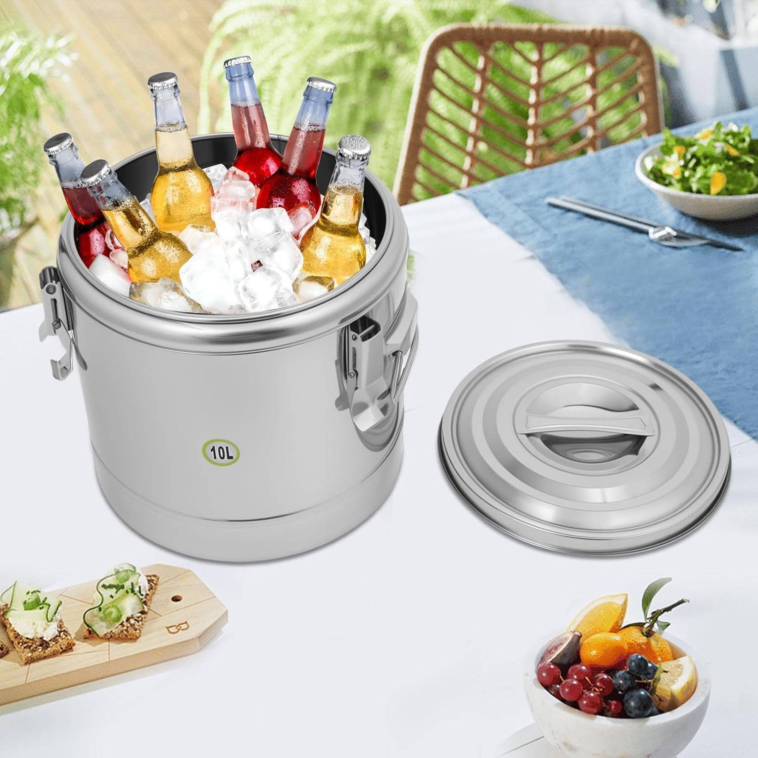 10L Thermo-Speisebehälter, Thermo-Speisebehälter aus Edelstahl, Thermobehälter für Lebensmittel, Thermobox für Lebensmittel, Warmhaltebehälter mit Deckel, Gastrobehälter für Nudeln, Suppe – Bild 9