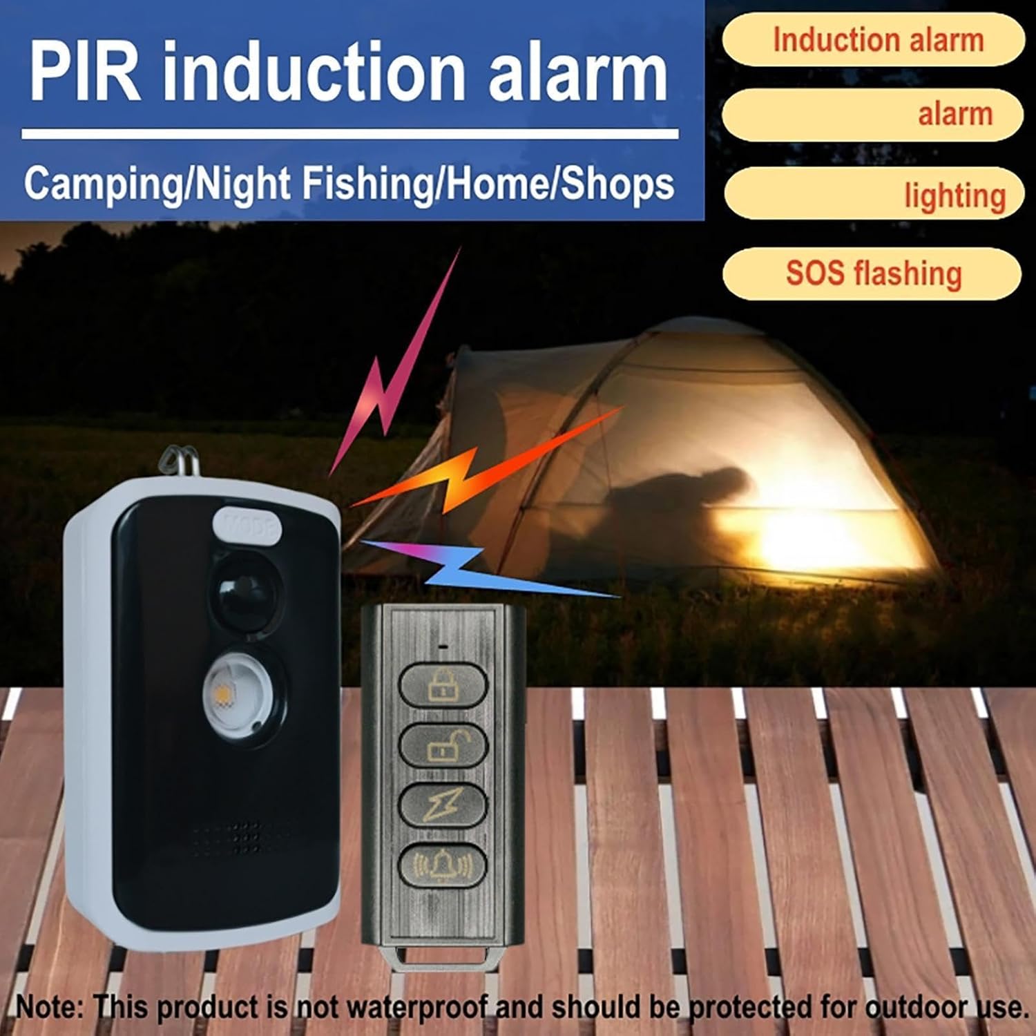 Bewegungsmelder-Alarm – Kabelloses Sicherheitsgerät, Auslösealarm | Vielseitiges Sicherheitswerkzeug, kompakt, tragbar, einfache Einrichtung für Camping, Nachtangeln, Outdoor, Perimeter und – Bild 5