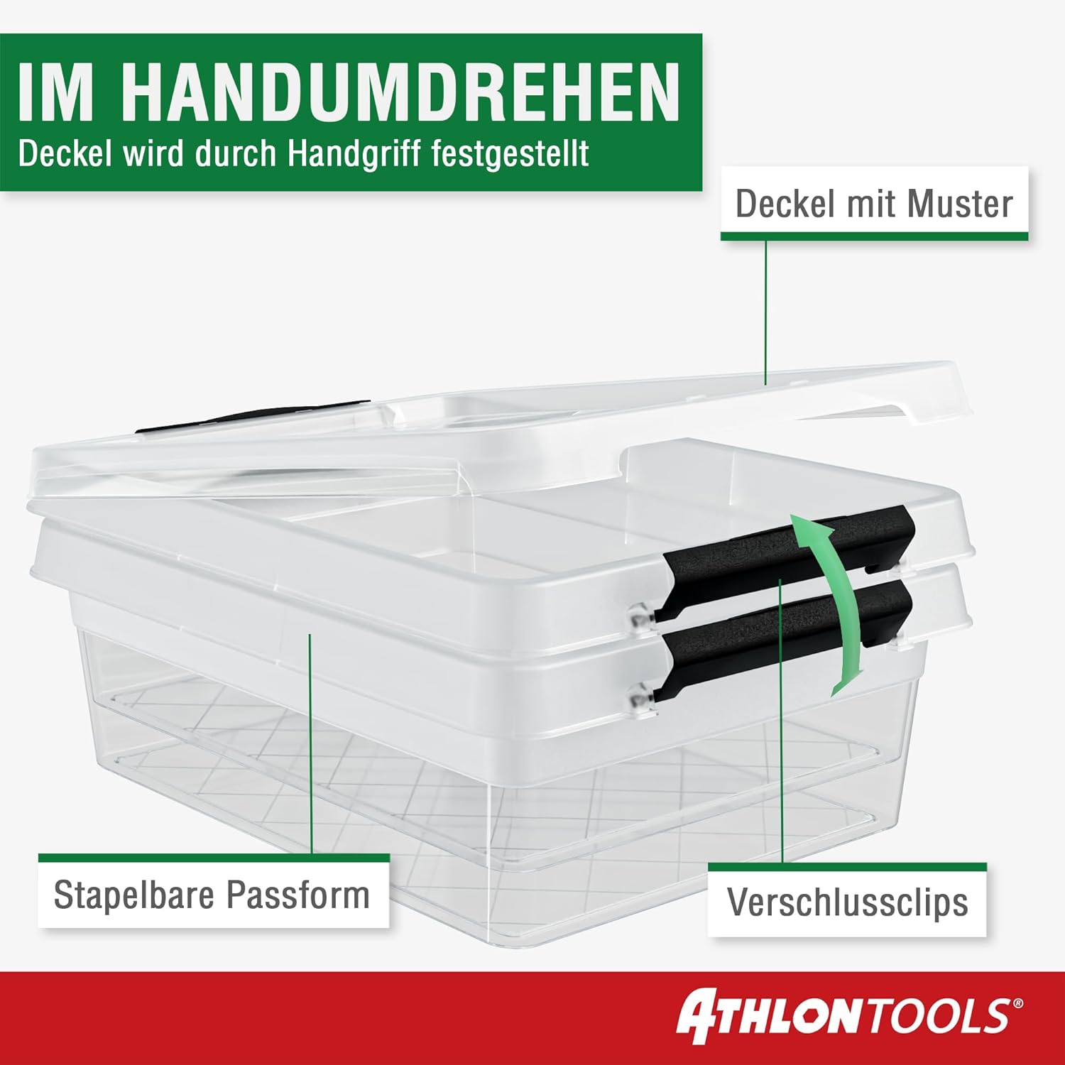 ATHLON TOOLS 10er Set 1 Liter Aufbewahrungsboxen mit Deckel, klein, 100 % lebensmittelecht, BPA-frei, Kunststoffbox mit Deckel, stapelbar, Aufbewahrung & Organisation, Kunststoff-Stapelboxen aus neuem Material – Bild 4