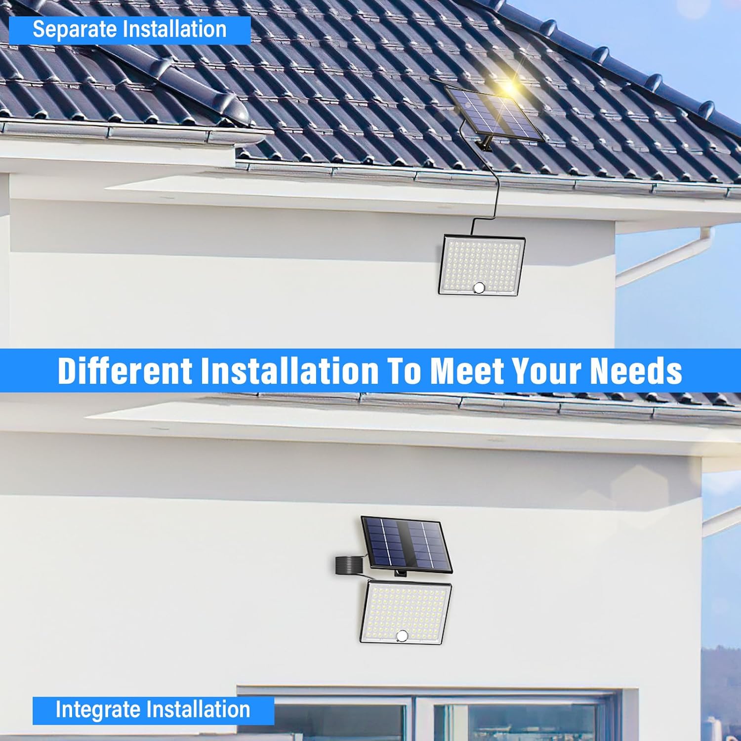Realky Solarleuchten für den Außenbereich mit Fernbedienung, Außenlampe mit Bewegungsmelder, IP65 wasserdichte Solarleuchte mit 5 m Kabel für Garage, Garten, Hof, Stufen, Haustüren, Rasen – 1 Stück – Bild 7