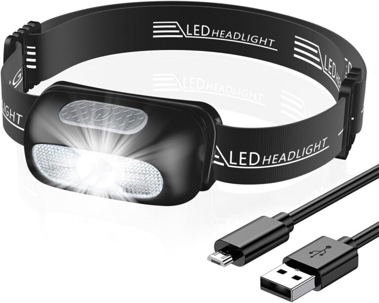 CIRYCASE Stirnlampe, Ultraleichte Kopflampe Stirnlampe LED Wiederaufladbar mit Rotlicht & 5 Lichtmodi, IPX4 Wasserdicht Einstellbare Stirnlampe Freihändige Taschenlampen für Joggen, Campen, Radfahren