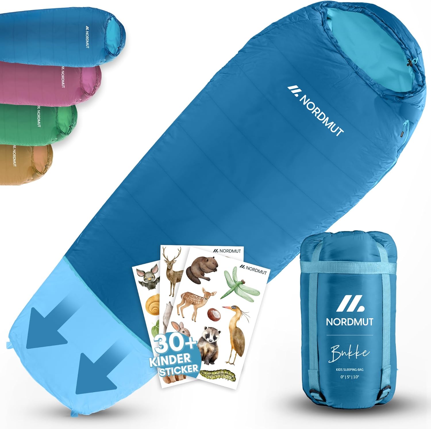 Mitwachsender Kinderschlafsack von NORDMUT für zuverlässigen Kälteschutz – Kinderschlafsack aus ungiftigen Materialien – 3-Jahreszeiten-Kinderschlafsack (200 GSM) für Outdoor-Abenteuer
