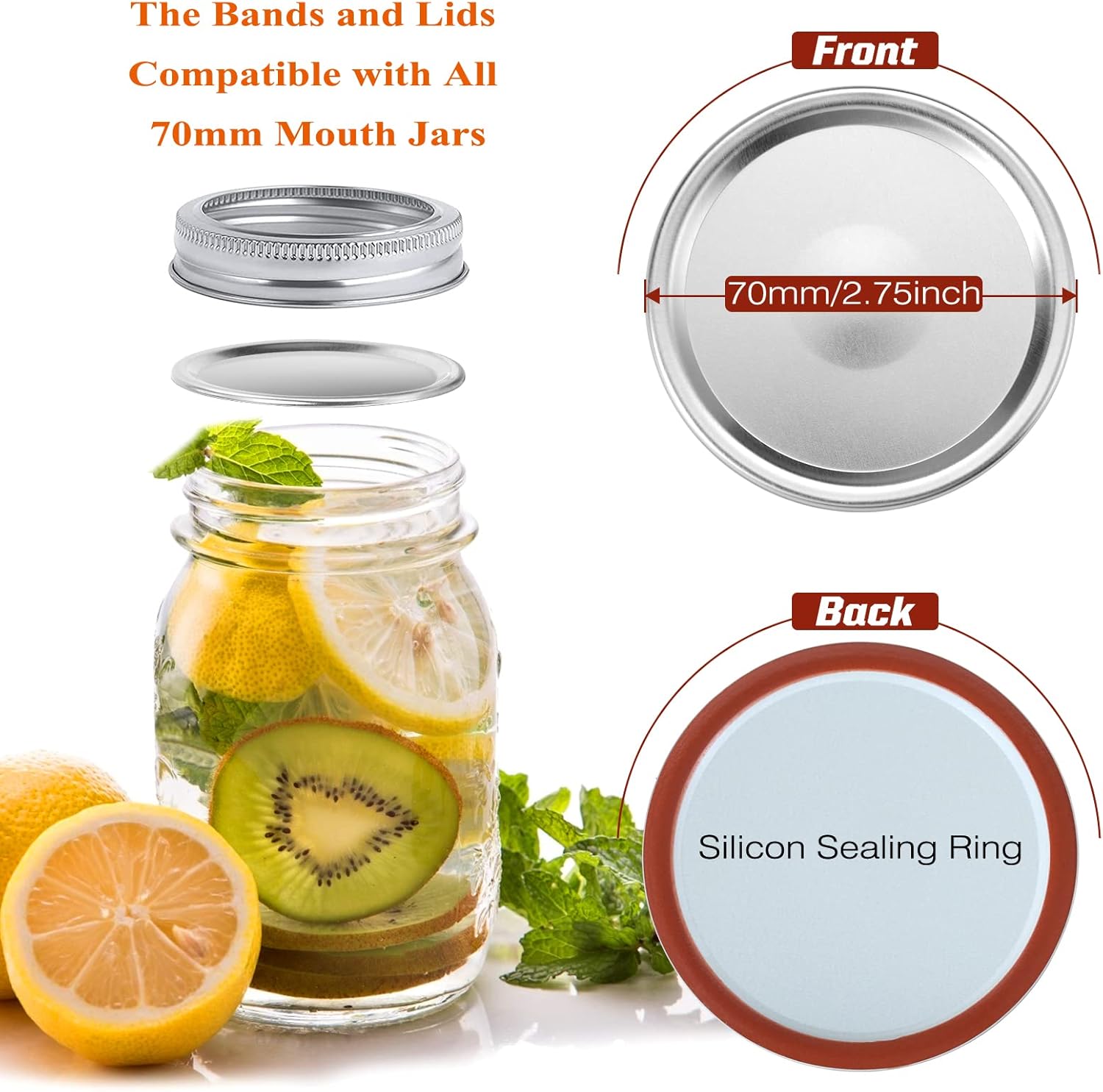 Einmachgläser mit Deckel, 6 Stück, Einmachgläser 450 ml/16 oz, aus klarem Glas, Abfüllgläser mit Schraubdeckel, perfekt für selbstgemachte Marmelade, Gelee, Reis, Zucker oder Nudeln, mit Ersatzdeckel – Bild 7