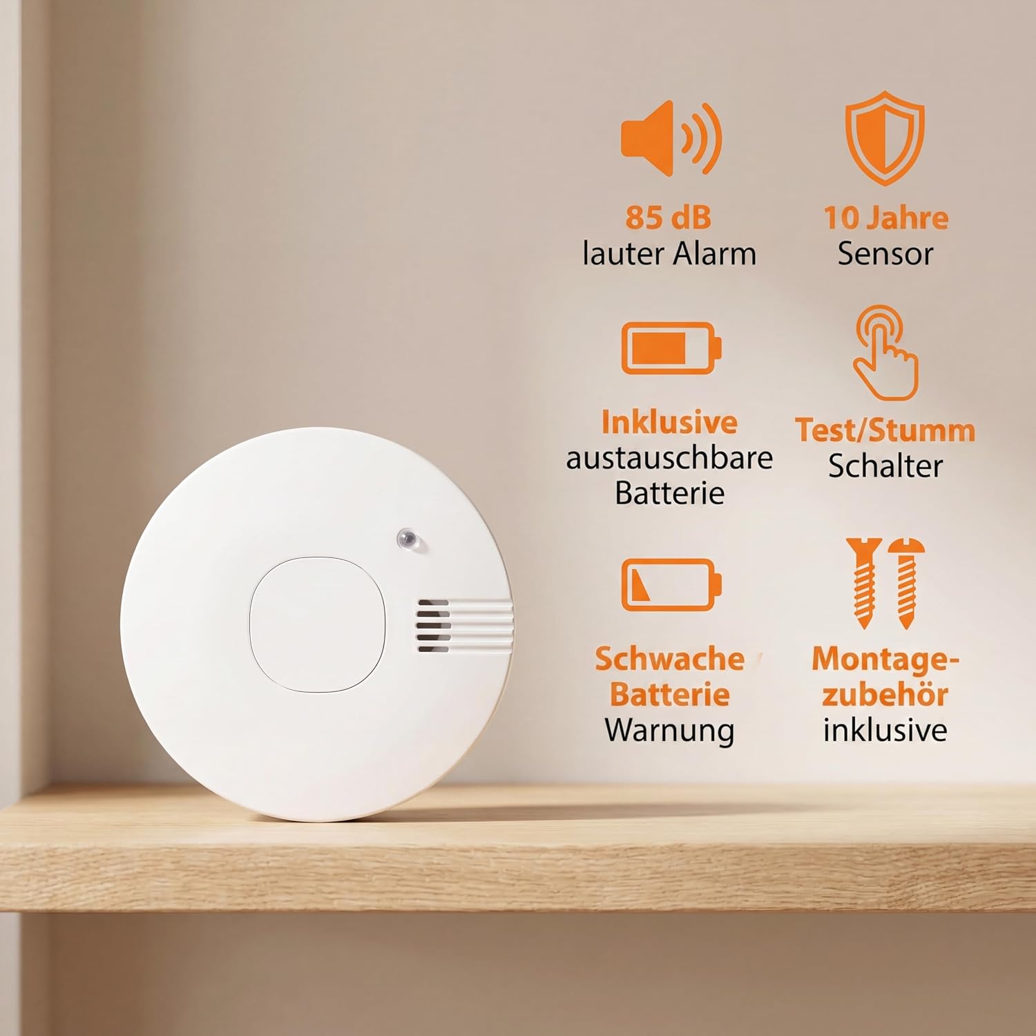 Smartwares Rauchmelder - TÜV - Austauschbare Batterie - Optischer Sensor - Testknopf - Geräuschlose Funktion - FSM-11710 – Bild 5