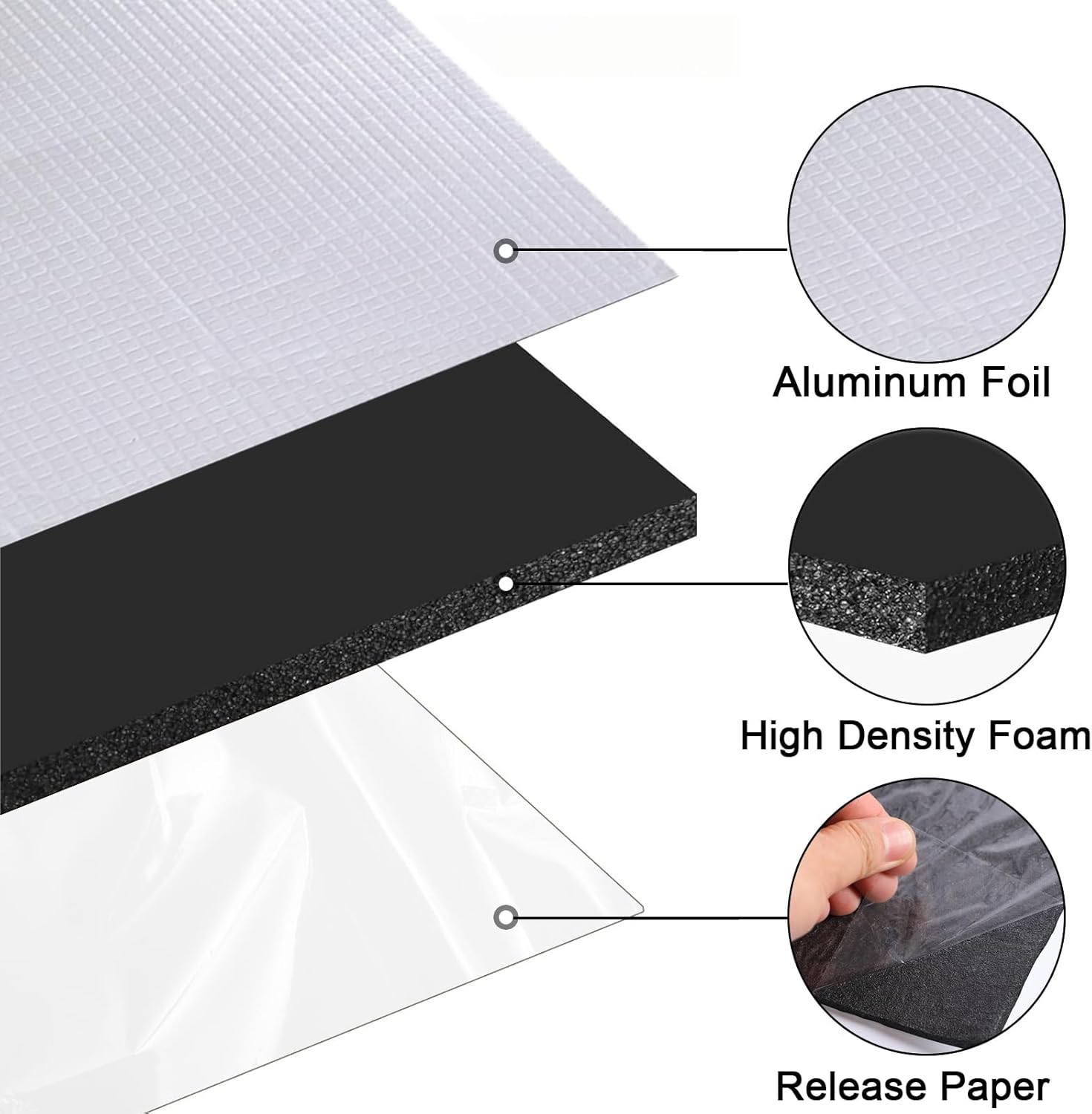 Auto-Dämmmatte, 10 Stück, 40 x 25 cm, Schalldämmmatte, selbstklebend, feuerfest, feuchtigkeitsbeständig, wasserdicht (5 mm) – Bild 3