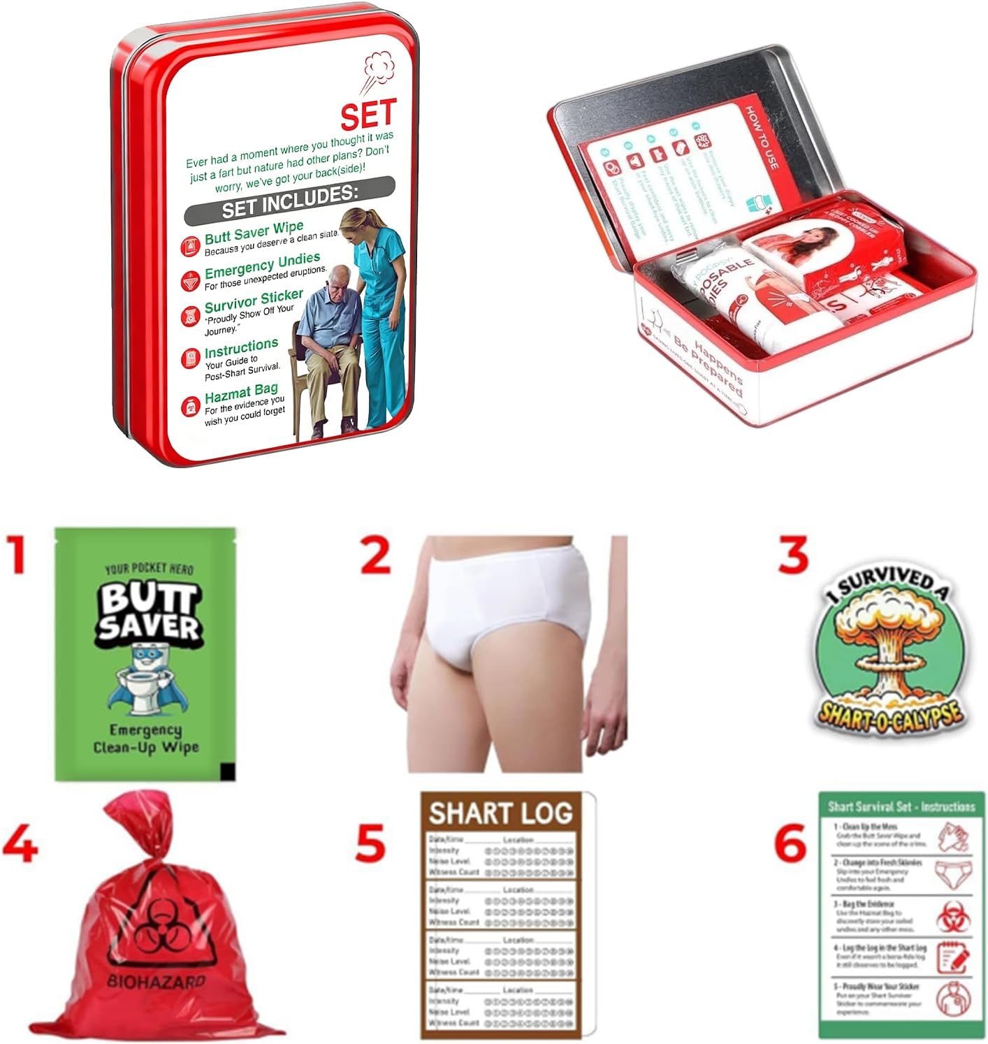 Generisch Funny Shart Survival Kit, tragbares Streich-Survival-Kit für Männer, Ehemann, Freunde, Teenager, Geburtstag, Erwachsene, Weihnachten, Aprilscherz, Neujahr – Bild 2