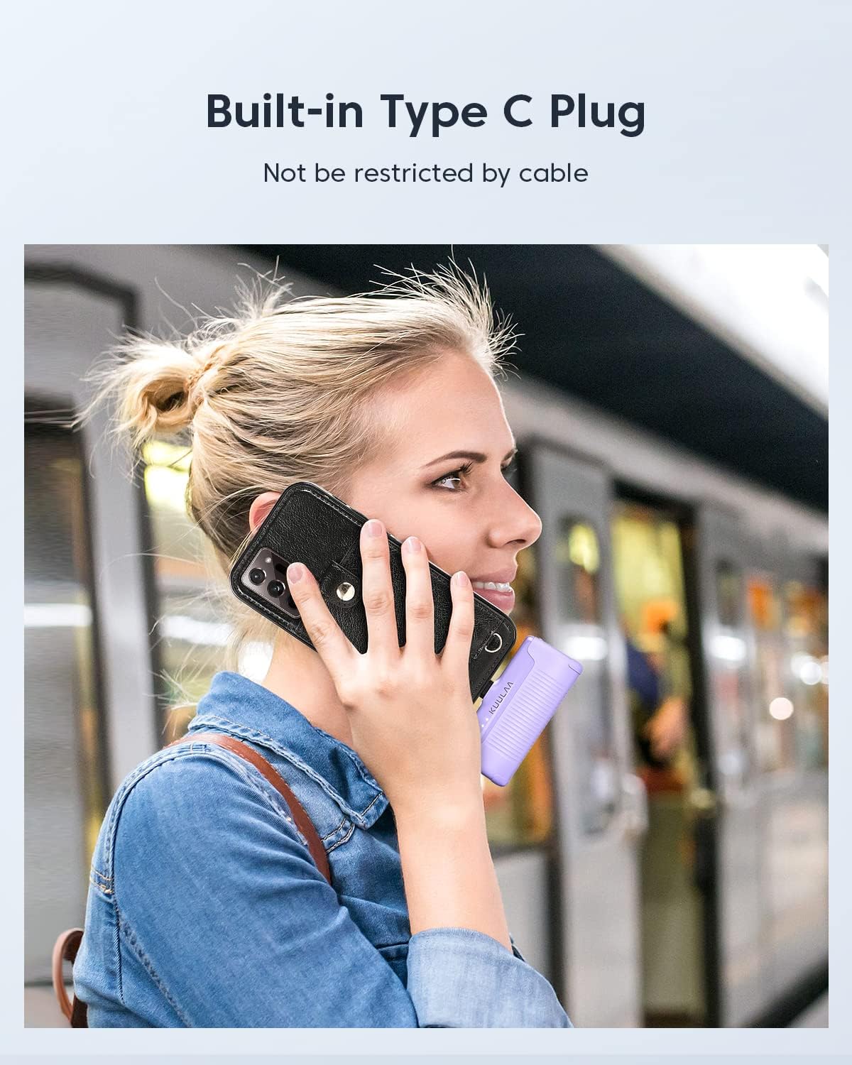Kuulaa Power Bank USB C 4500 mAh, Mini Externer Akku, Schnellladung Typ C Power Bank ohne Kabel, Klein aber Stark Handy Tragbare Ladegeräte Kompatibel mit Samsung, Huawei, USB C Handys – Bild 2