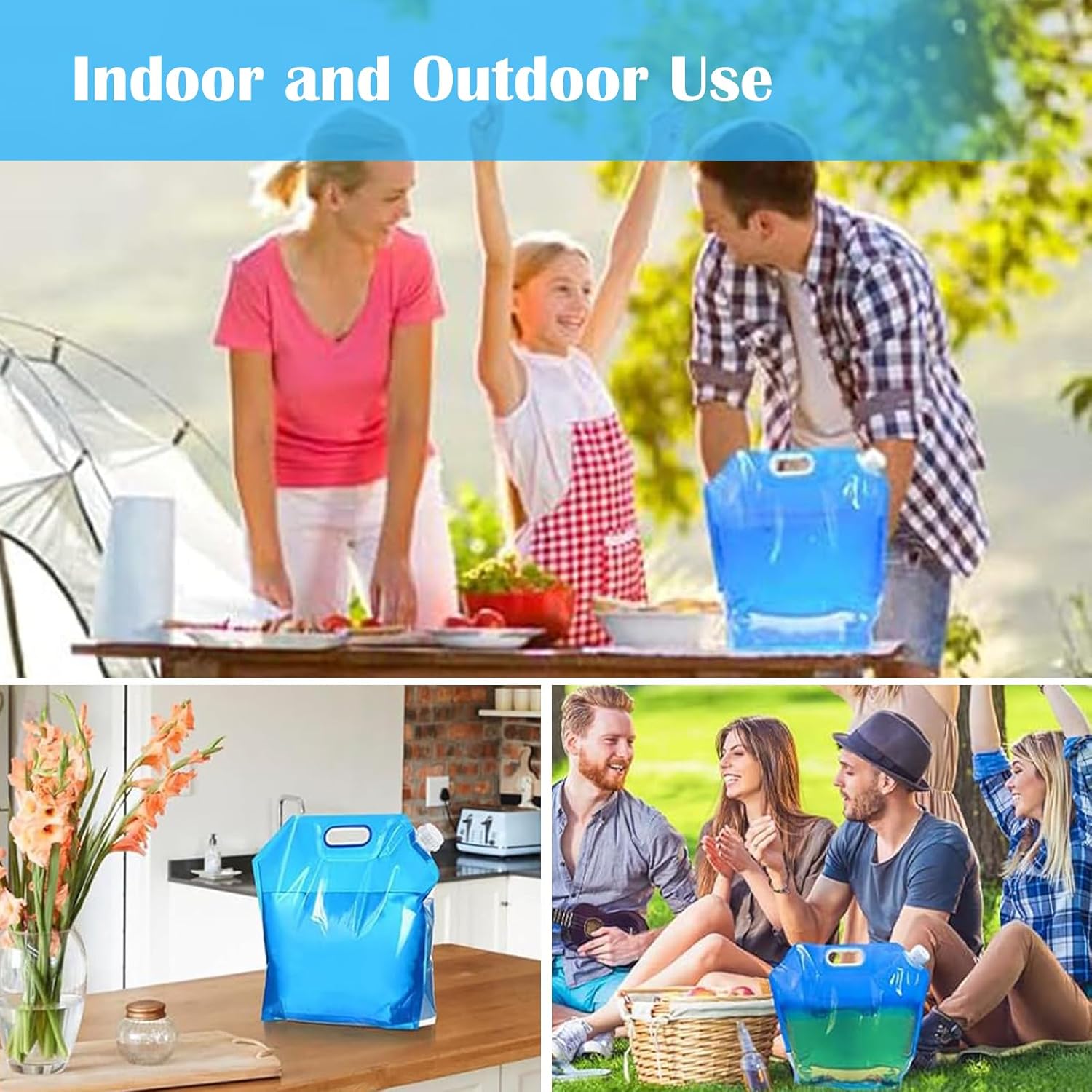 2 Stück Wasserkanister, 10 l, tragbare Wasseraufbewahrungstasche, auslaufsicher, gefrierbarer Camping-Trägertank für den Außenbereich für Sport, Camping, Wandern, Picknick – Bild 7