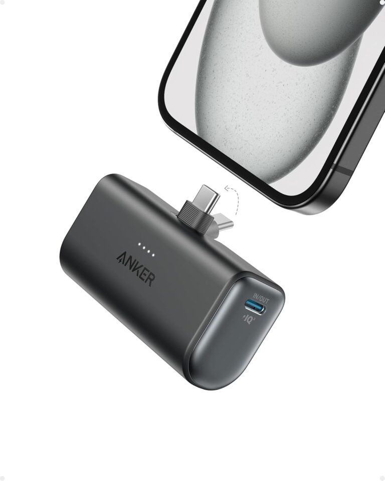 Anker Nano Power Bank, 5000 mAh Power Bank 22,5 W, integrierter faltbarer USB-C-Anschluss, kompatibel mit iPhone 15, Samsung S22/23-Serie, Note20/10-Serie, Huawei, iPad Pro/Air, AirPods und mehr – | Kompatibilität: iPhone 17 / 16 / 15, Samsung S22 / 23, Note 20 / 10, Huawei, iPad Pro / Air, AirPods und mehr