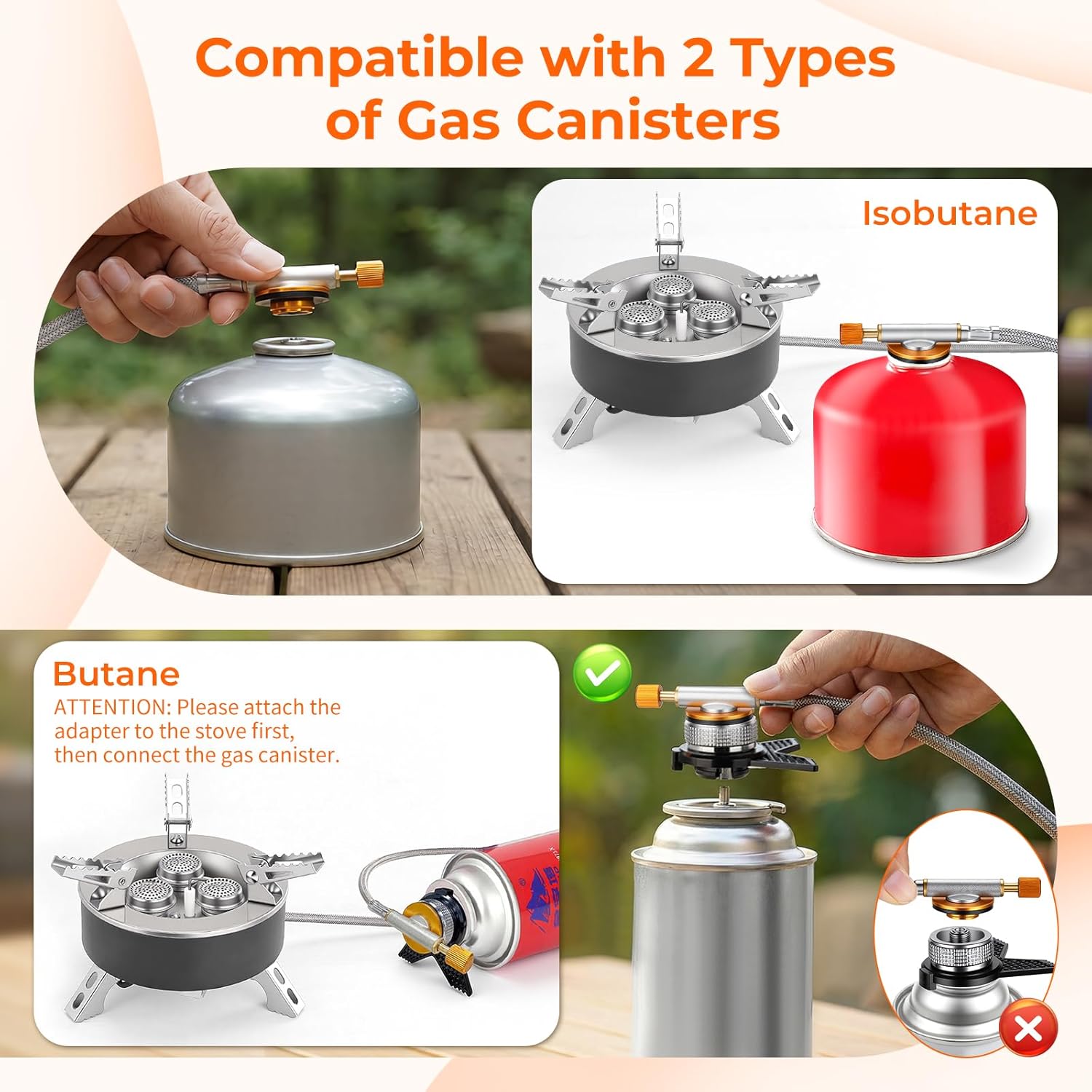 4000W tragbarer Gaskocher Camping, faltbarer Campingkocher mit Piezo-Zündung und Gaskartuschenadapter, leichter Outdoor-Gaskocher klein mit Aufbewahrungsbox für Camping, Angeln, Wandern, Picknick – Bild 4
