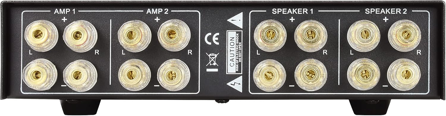 Dynavox AMP-S Pro Verstärker- und Lautsprecherschalter im Metallgehäuse für Stereo- und Surround-Verstärker, Bananenstecker oder Klemmanschluss – Schwarz – Bild 2