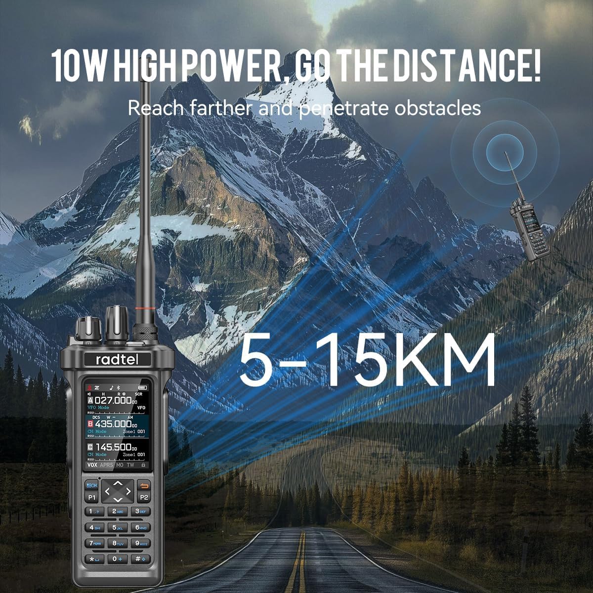 Radtel RT-950 PRO Amateurfunk, GPS/APRS, 10 W Walkie Talkie, Handfunkgerät mit großer Reichweite, AM/FM/CB/SW/MW/LW RX, Bluetooth-App-Programmierung, NOAA, Spektrumanalysator (mit Prog – Bild 3