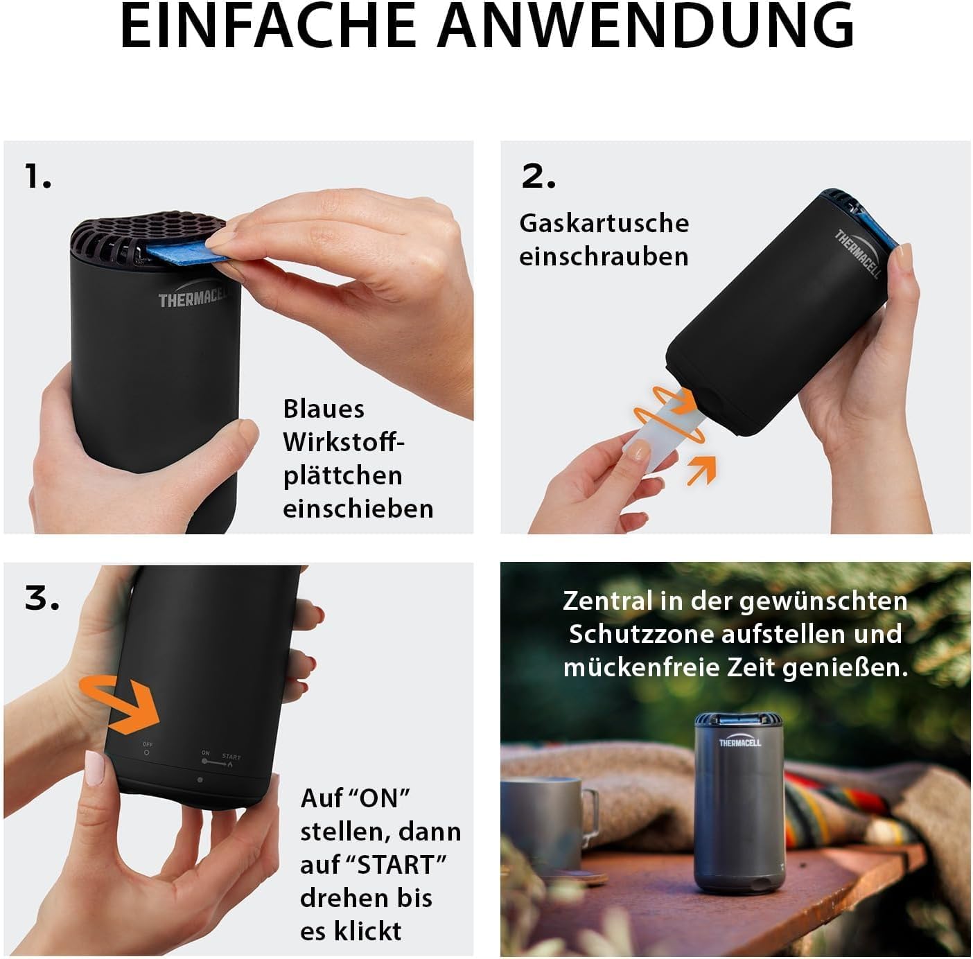 Thermacell Halo Mini (Graphite) Basisgerät – Mückenabweisendes Tischgerät mit Citrodiol aus Zitronen-Eukalyptusöl – 15 m² Schutzzone – Gartencamping – ohne Gaskartusche & Platten – Graphit – Bild 2