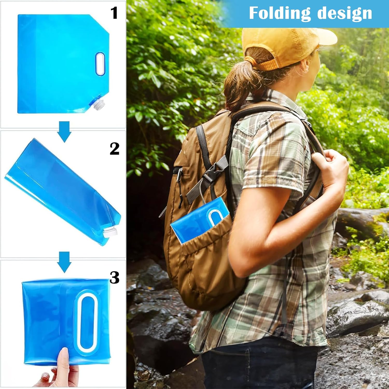 2 Stück Wasserkanister, 10 l, tragbare Wasseraufbewahrungstasche, auslaufsicher, gefrierbarer Camping-Trägertank für den Außenbereich für Sport, Camping, Wandern, Picknick – Bild 4