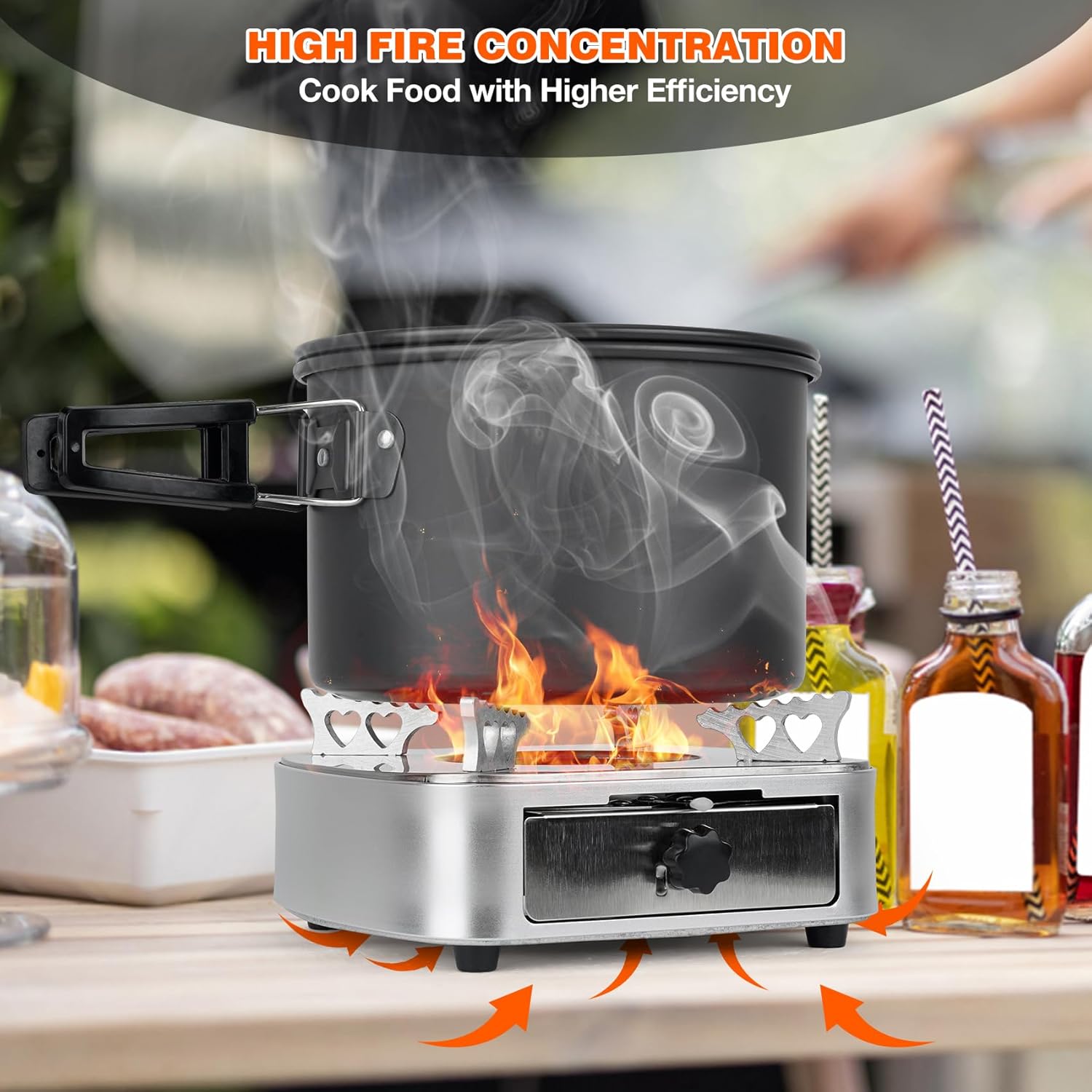 onlyfire Spirituskocher, tragbarer Campingkocher für den Innen- und Außenbereich, kompakter Alkoholkocher aus Edelstahl, Alkoholkocher, Spirituskocher zum Kochen, Camping, Trekking, Garten, Picknick – Bild 5