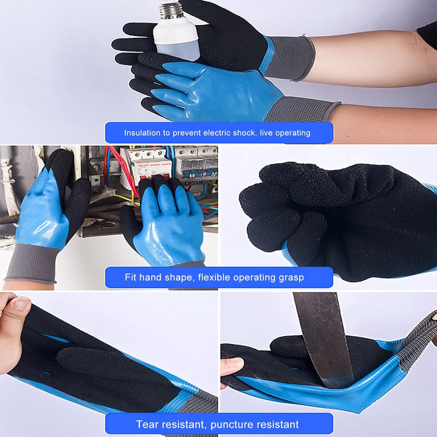 Tonysa Elektriker-Isolierhandschuh, 1000 V Hochspannungsbeständigkeit, isolierte Arbeitshandschuhe, 360°-Isolierung und wasserdichte Gummihandschuhe, professionelle Elektriker-Handschuhe – Bild 6