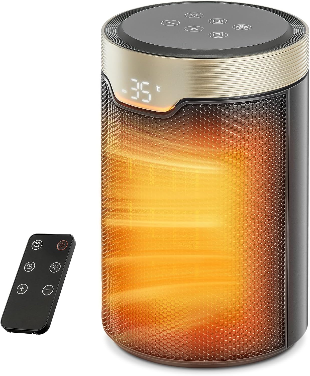 Heizlüfter Energiesparend, 24-Stunden-Timer 32 dB Leise 1500 W PTC-Keramik-Elektro-Heizlüfter mit Thermostat, Überhitzungs- & Kippschutz, Elektroheizung für Räume, Schlafzimmer, Eco-Modus, Glod