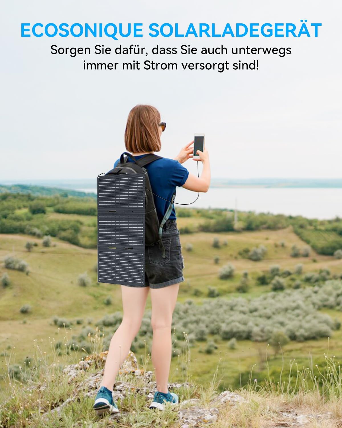 Solarpanel faltbar 30 W Solar-Handy-Ladegerät mit USB-A USB-C wasserdicht | Solarpanel USB C für Camping, Wandern, Rucksackreisen, Solar-Handy-Ladegerät, kompatibel mit iPhone, Samsung, LG, Google – Bild 6