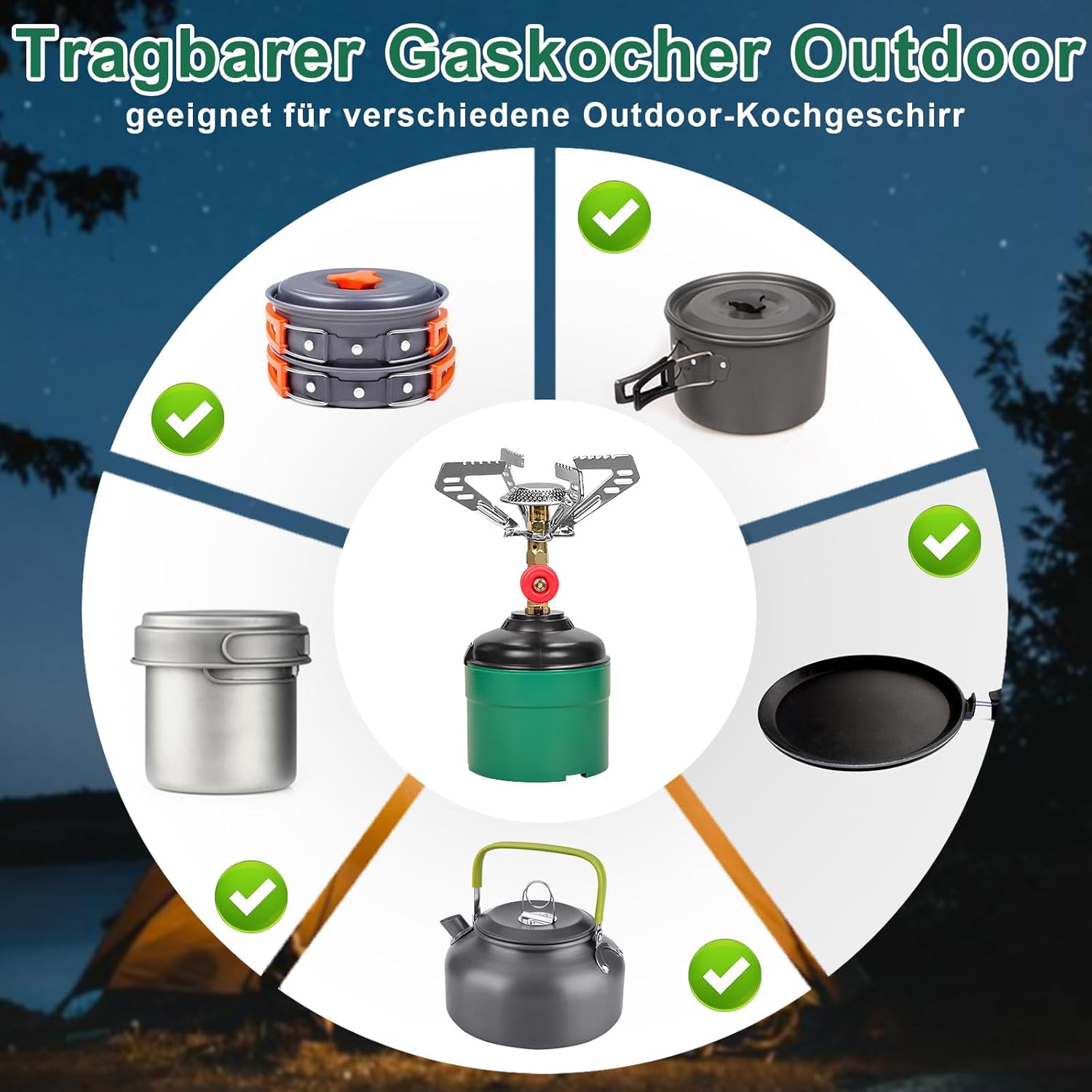 Campingkocher, tragbarer Gaskocher im Freien, Camping-Gaskocher mit Einzelbrenner, geeignet für Outdoor-Aktivitäten, Camping und Wandern – Bild 4