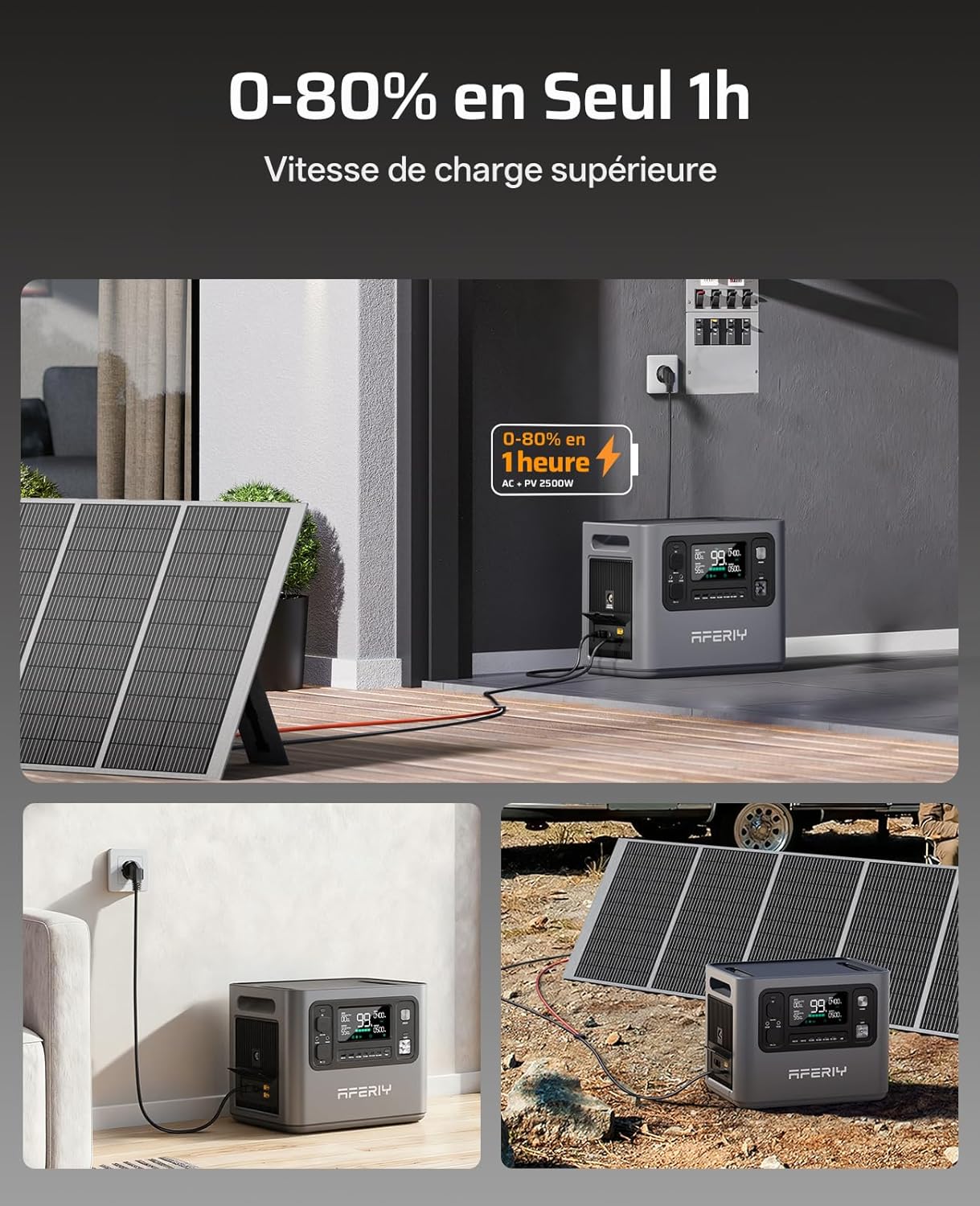 AFERIY AF-P280-B 2048Wh LiFePO4-Erweiterungsbatterie, 4 x parallel bis zu 10240 Wh, 4000+ Zyklen, LED-Anzeige, -10 °C bis 40 °C, kompatibel mit 2800 W Power Station – Bild 4