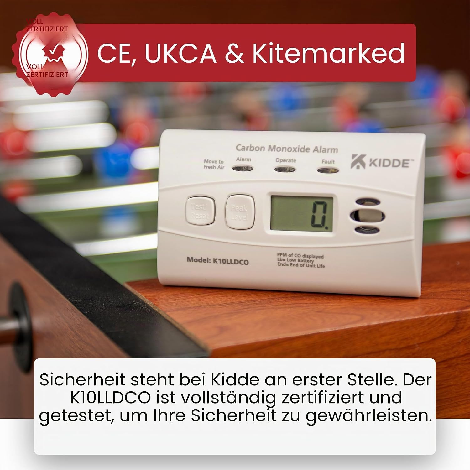 Kidde 10LLDCO Kohlenmonoxidmelder mit digitaler Anzeige und versiegelter Batterie – Bild 6