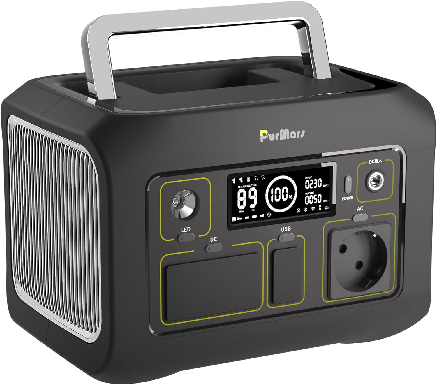 Powerbank Power Station 300 W (max. 500 W), 288 Wh (90.000 mAh), tragbare Powerbank mit 230 V reinem Sinus-Wechselstrom, LiFePO4-Akku-Kraftwerk, geeignet für Outdoor-Camping, Reisen und Notfälle