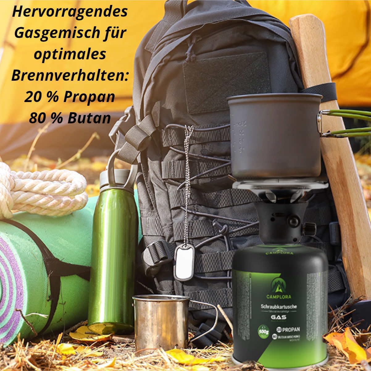 CAMPLORA Campingkocher mit Piezozündung für Schraubkartuschen, Gaskocher, Propangaskocher, Butangaskocher – Bild 4